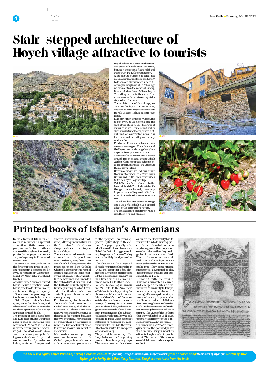Iran Daily - Number Seven Thousand Two Hundred and Forty Four - 24 February 2023 - Page 4