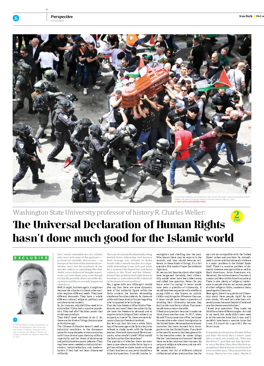 Iran Daily - Number Seven Thousand Two Hundred and Forty Two - 21 February 2023 - Page 6