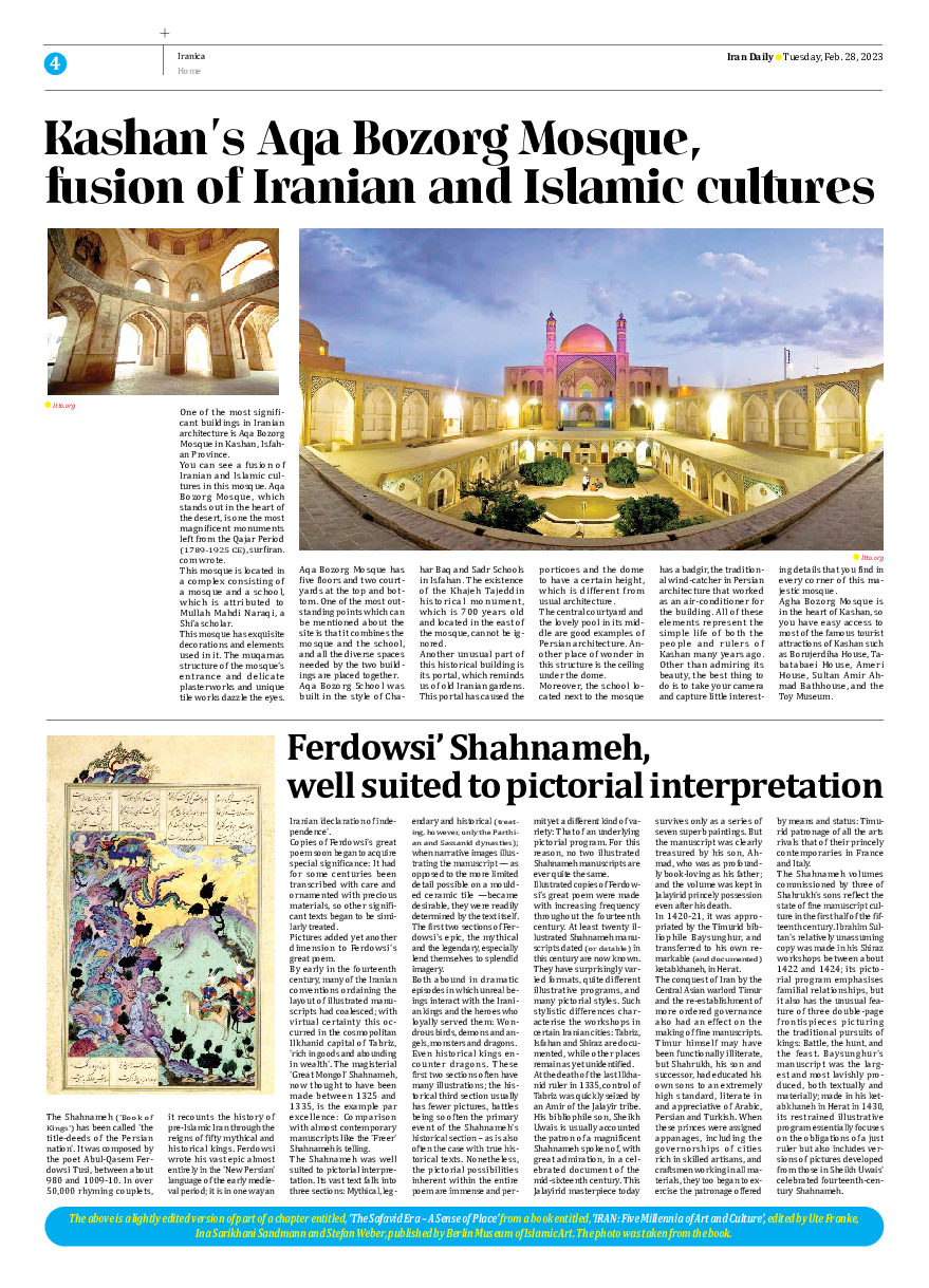 Iran Daily - Number Seven Thousand Two Hundred and Forty Seven - 27 February 2023 - Page 4