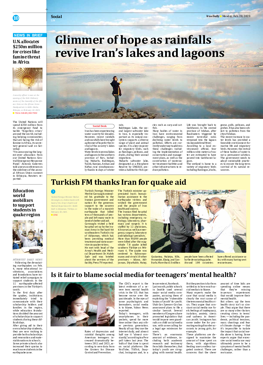 Iran Daily - Number Seven Thousand Two Hundred and Forty - 19 February 2023 - Page 10