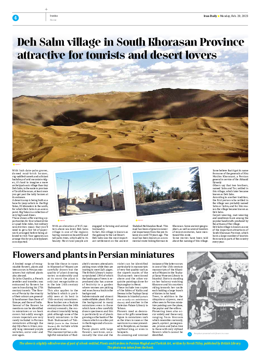 Iran Daily - Number Seven Thousand Two Hundred and Forty - 19 February 2023 - Page 4