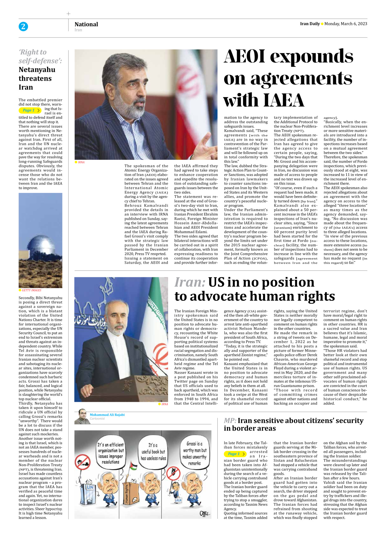 Iran Daily - Number Seven Thousand Two Hundred and Fifty Two - 06 March 2023 - Page 2