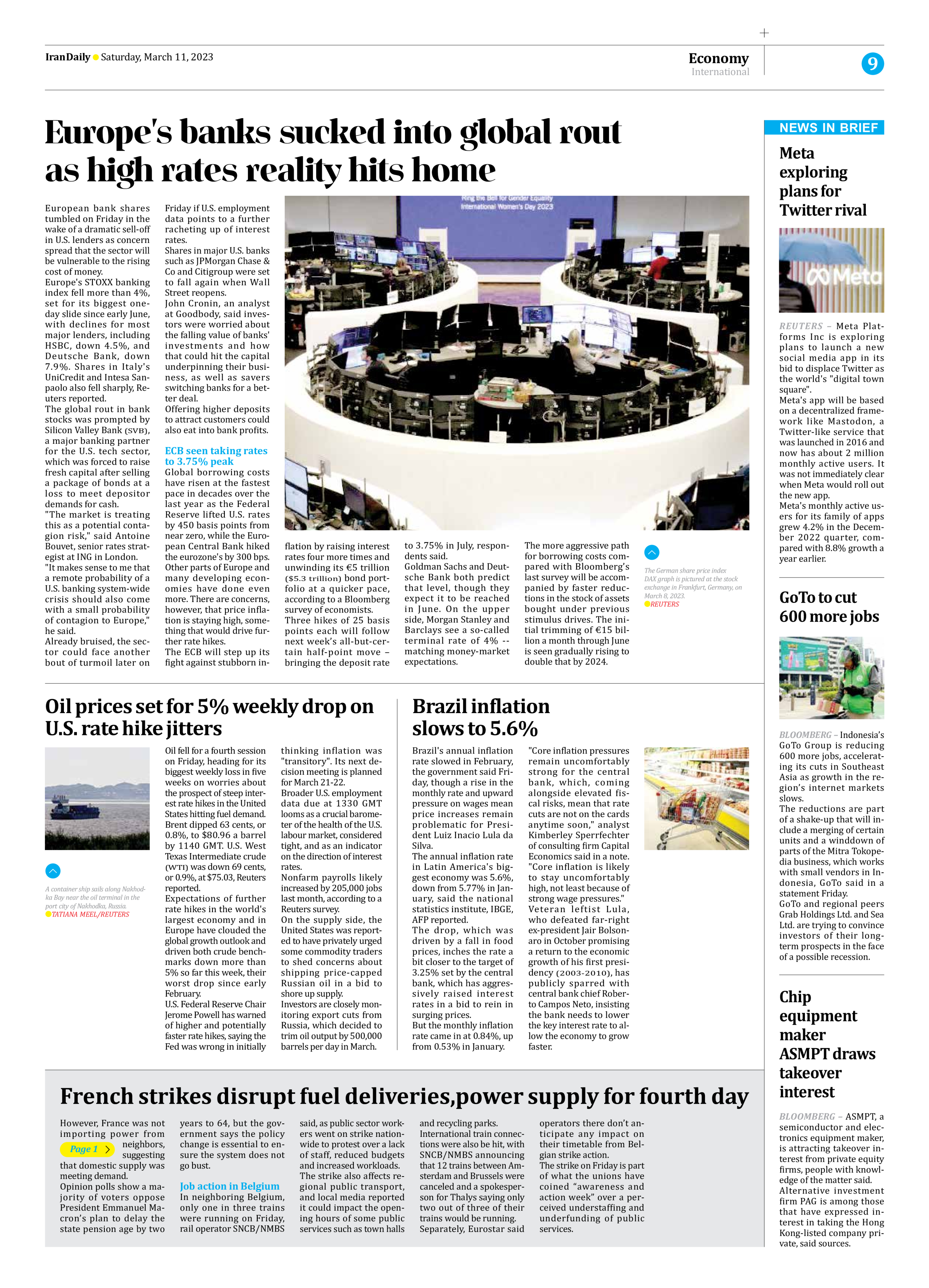 Iran Daily - Number Seven Thousand Two Hundred and Fifty Four - 11 March 2023 - Page 9