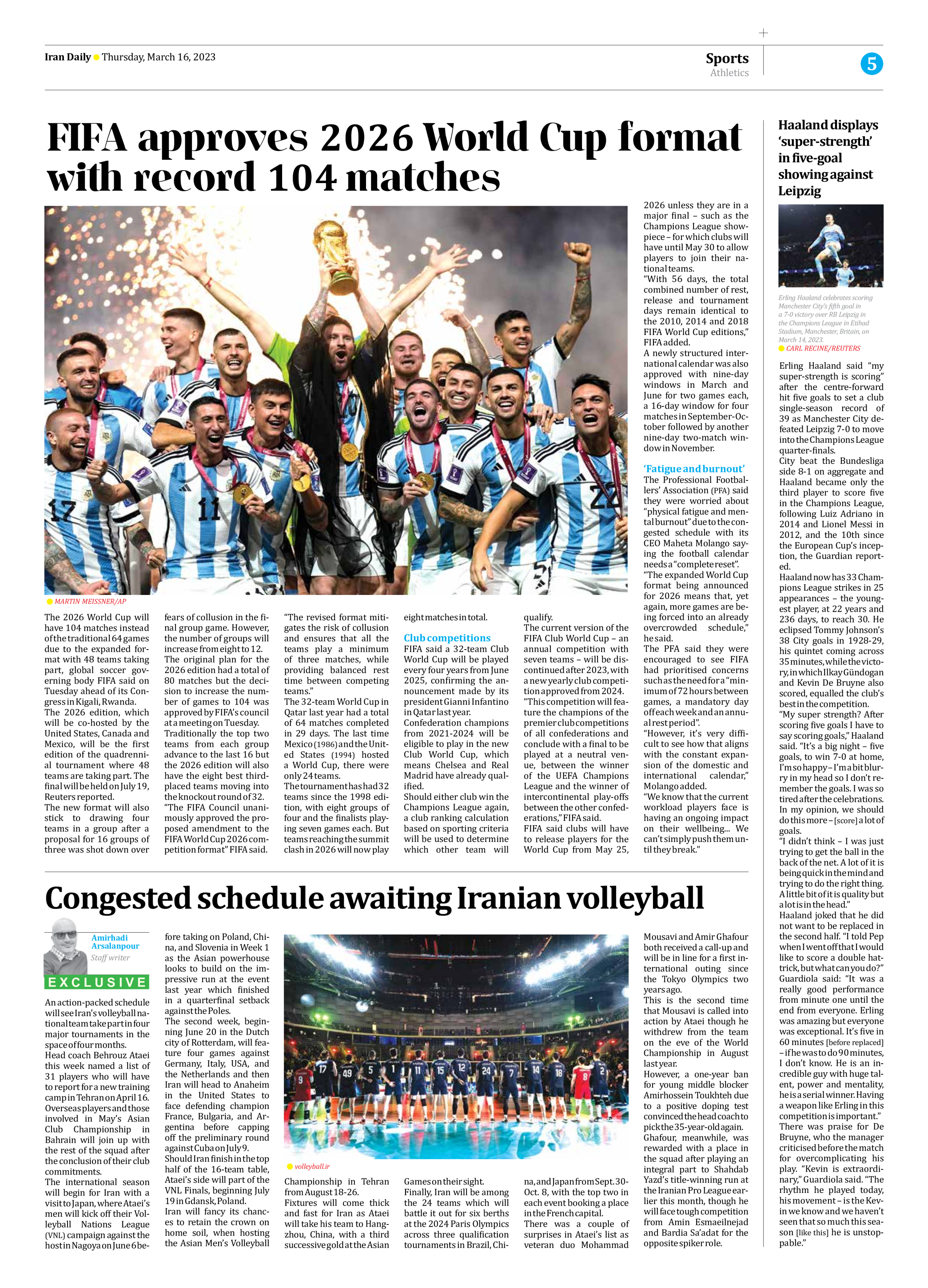 Iran Daily - Number Seven Thousand Two Hundred and Fifty Nine - 16 March 2023 - Page 5