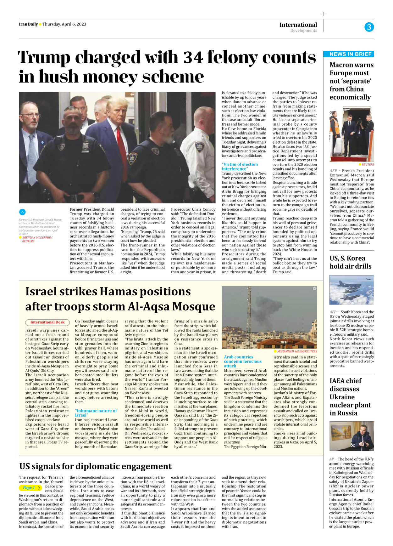 Iran Daily - Number Seven Thousand Two Hundred and Sixty Three - 06 April 2023 - Page 3