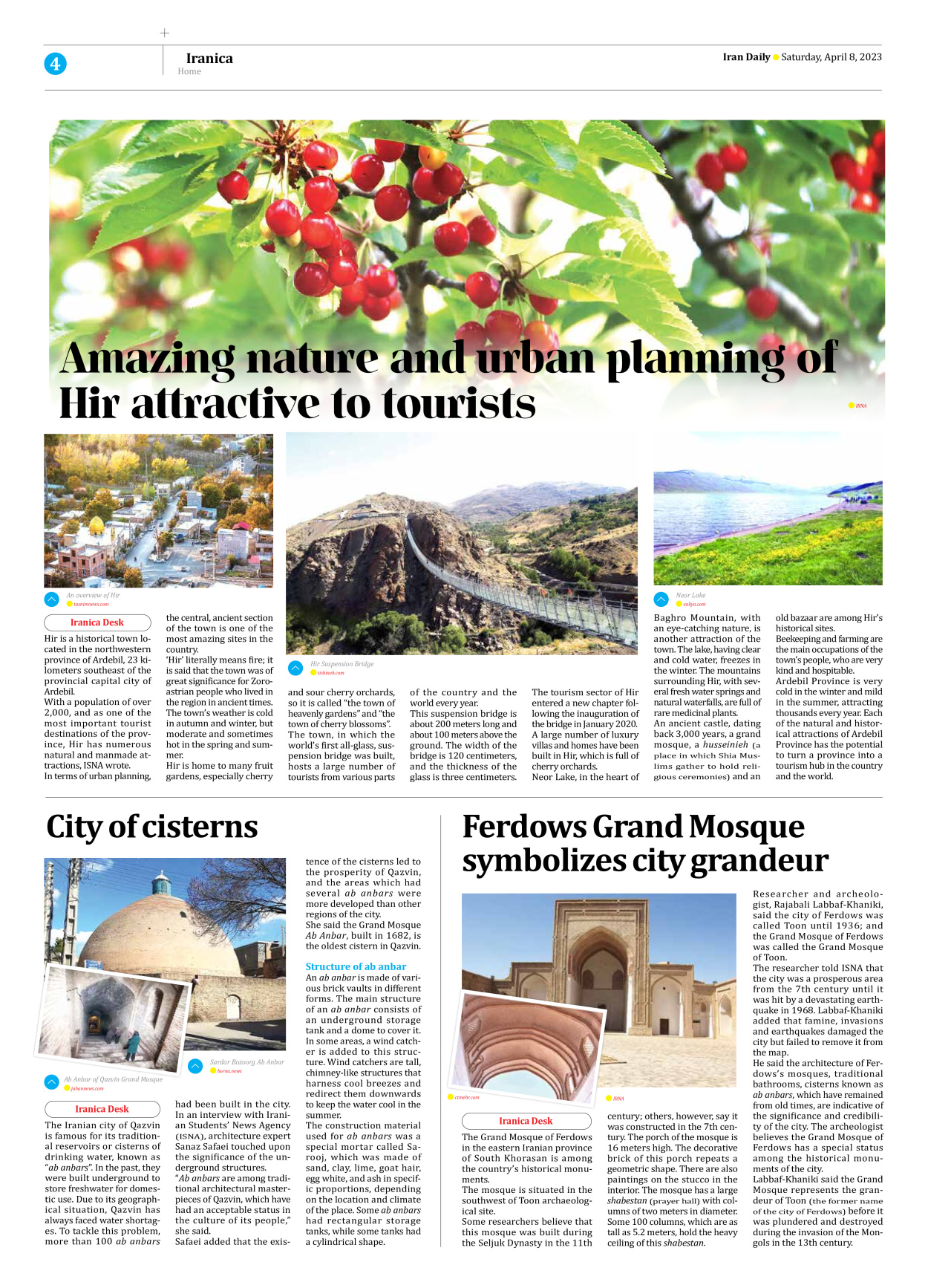 Iran Daily - Number Seven Thousand Two Hundred and Sixty Four - 08 April 2023 - Page 4