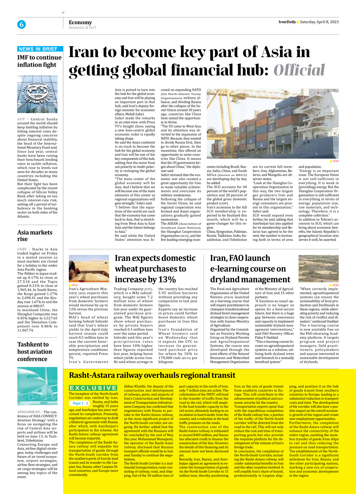 Iran Daily - Number Seven Thousand Two Hundred and Sixty Four - 08 April 2023 - Page 6