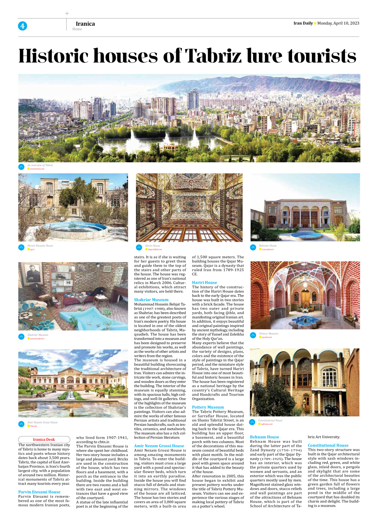 Iran Daily - Number Seven Thousand Two Hundred and Sixty Six - 10 April 2023 - Page 4