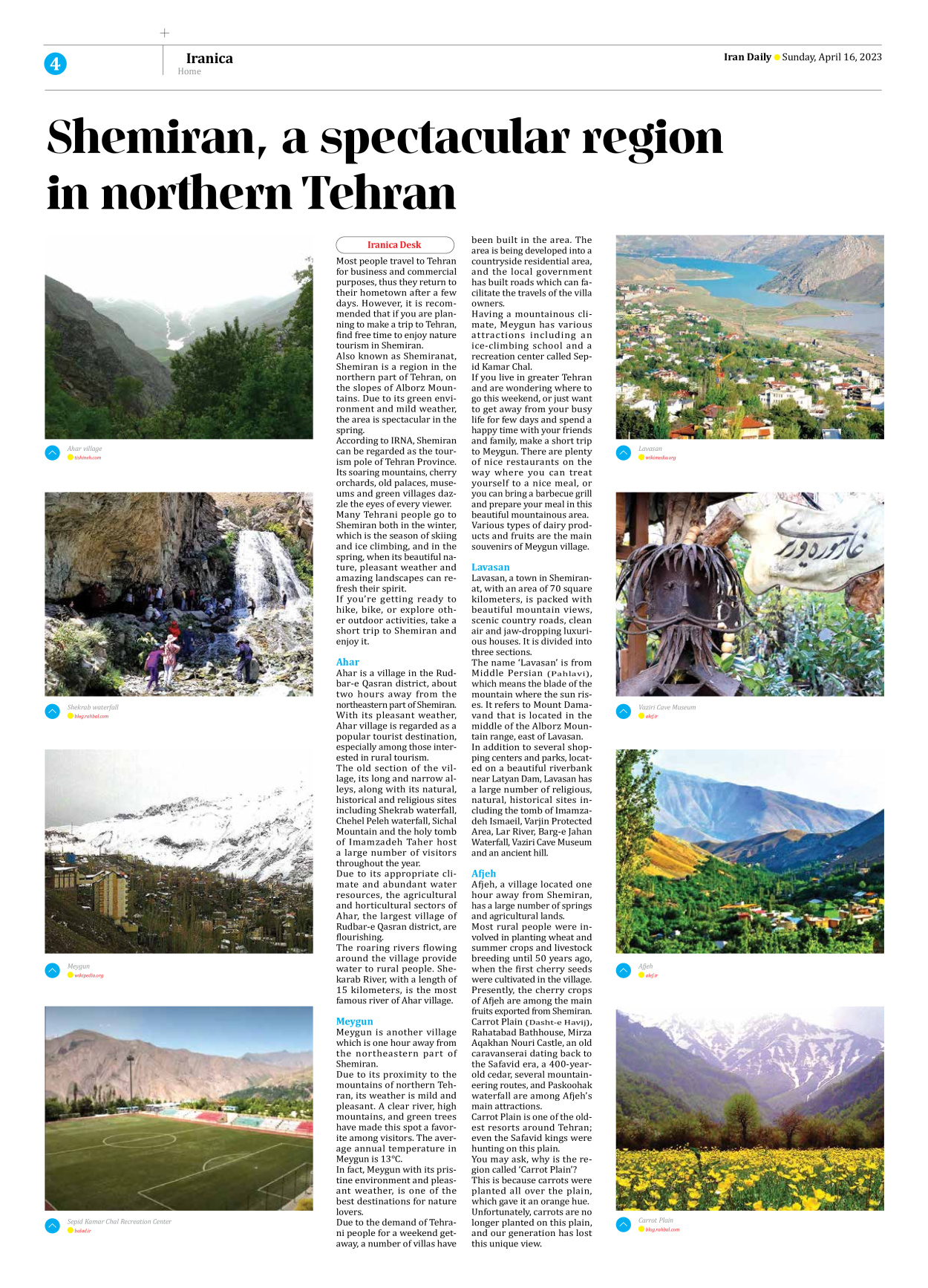 Iran Daily - Number Seven Thousand Two Hundred and Sixty Nine - 16 April 2023 - Page 4