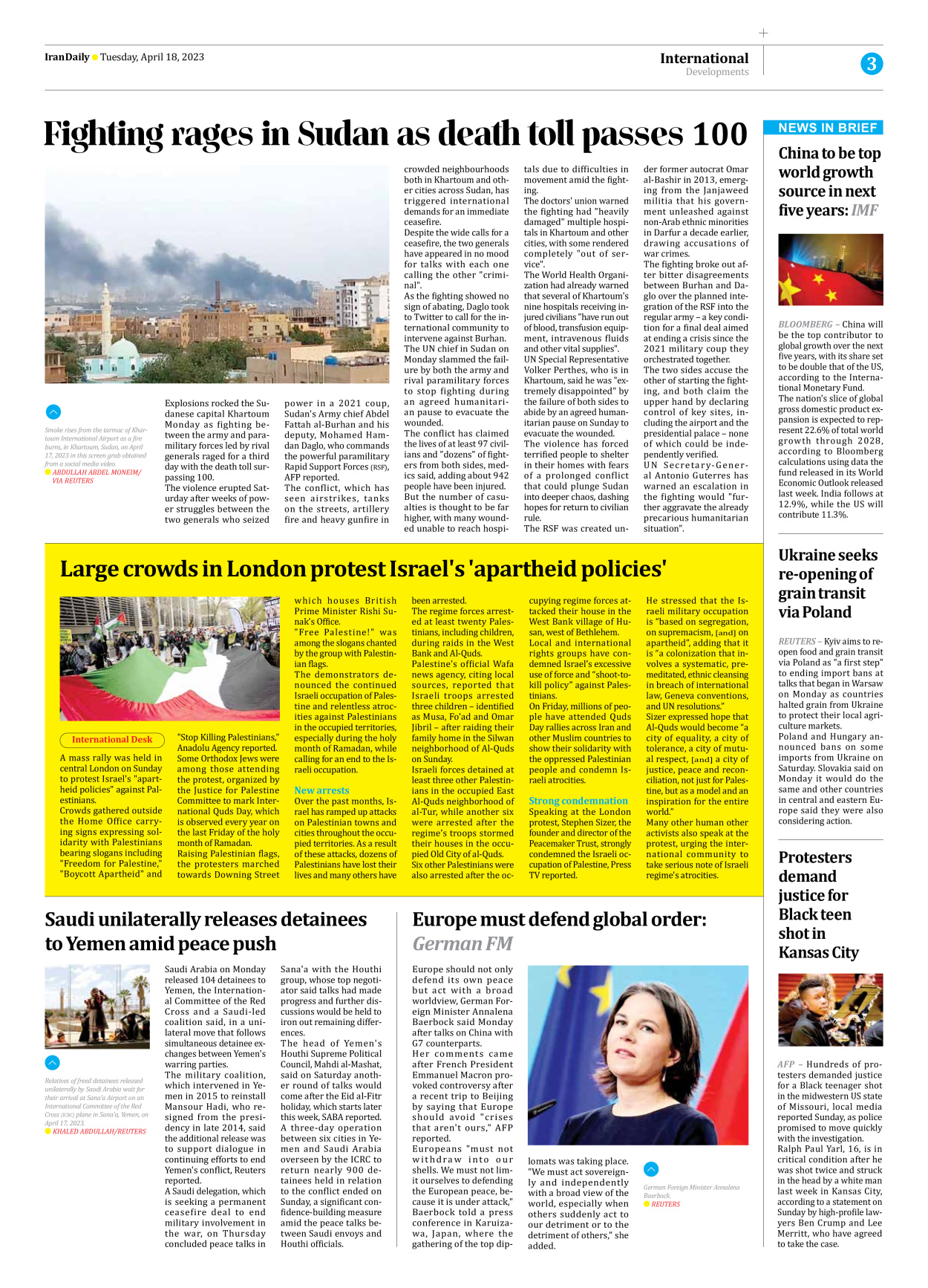 Iran Daily - Number Seven Thousand Two Hundred and Seventy One - 18 April 2023 - Page 3