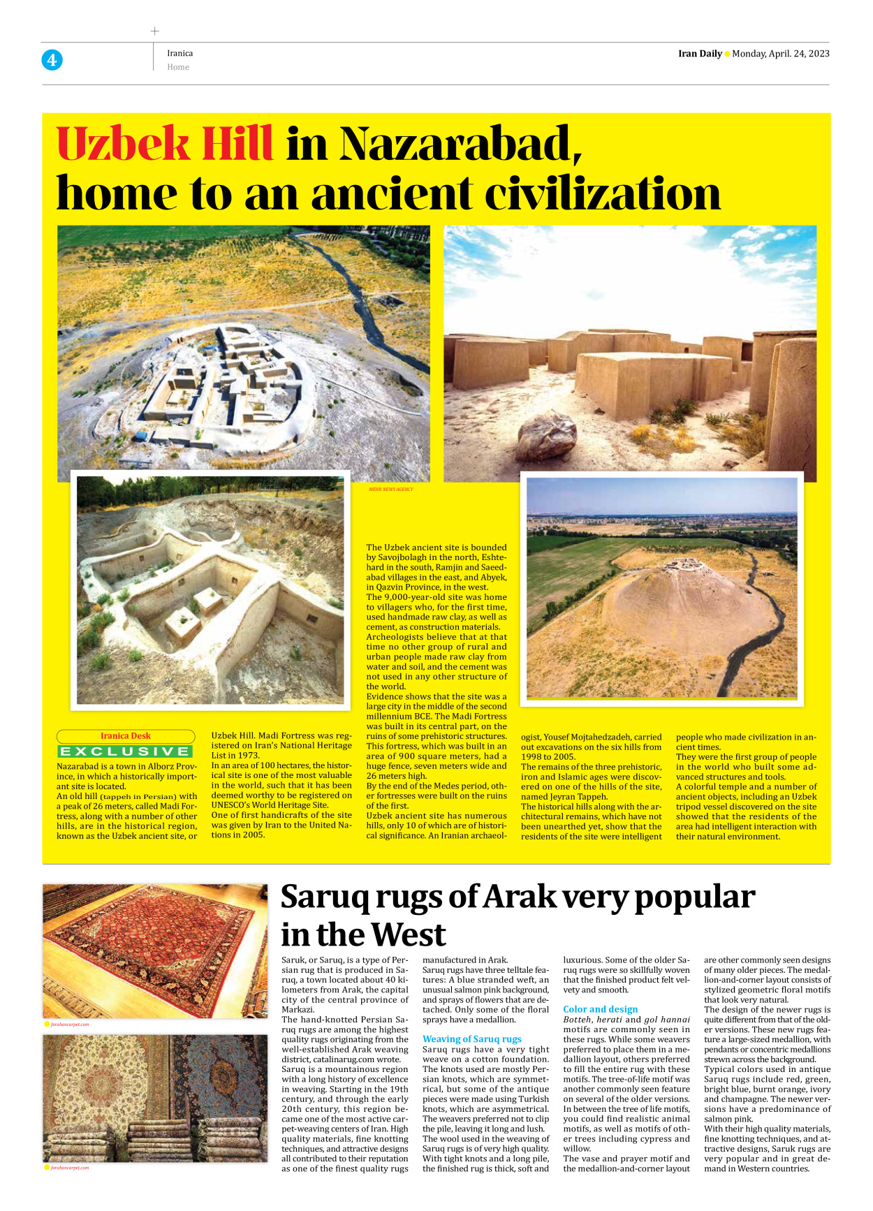 Iran Daily - Number Seven Thousand Two Hundred and Seventy Four - 24 April 2023 - Page 4