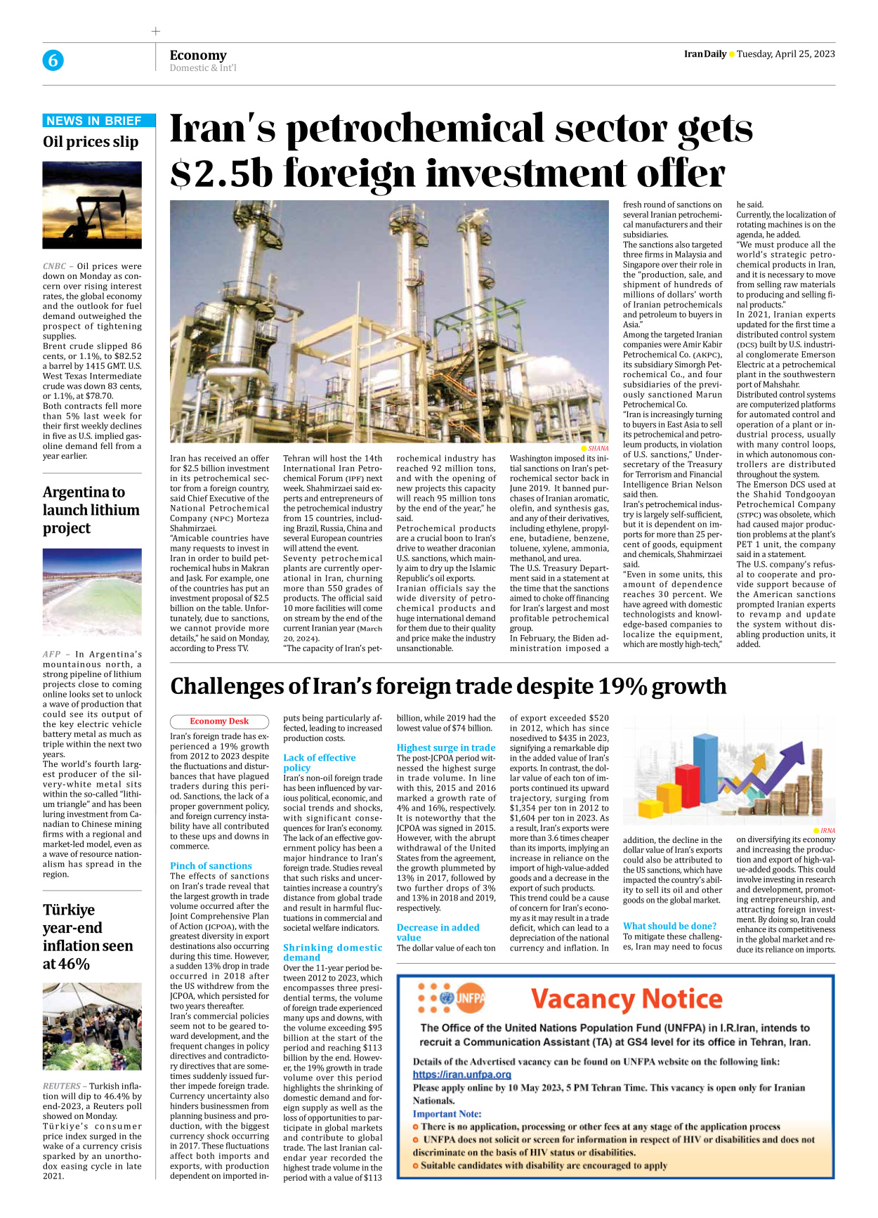 Iran Daily - Number Seven Thousand Two Hundred and Seventy Five - 25 April 2023 - Page 6