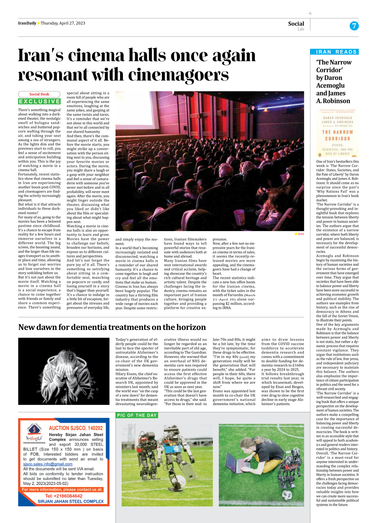 Iran Daily - Number Seven Thousand Two Hundred and Seventy Seven - 27 April 2023 - Page 7