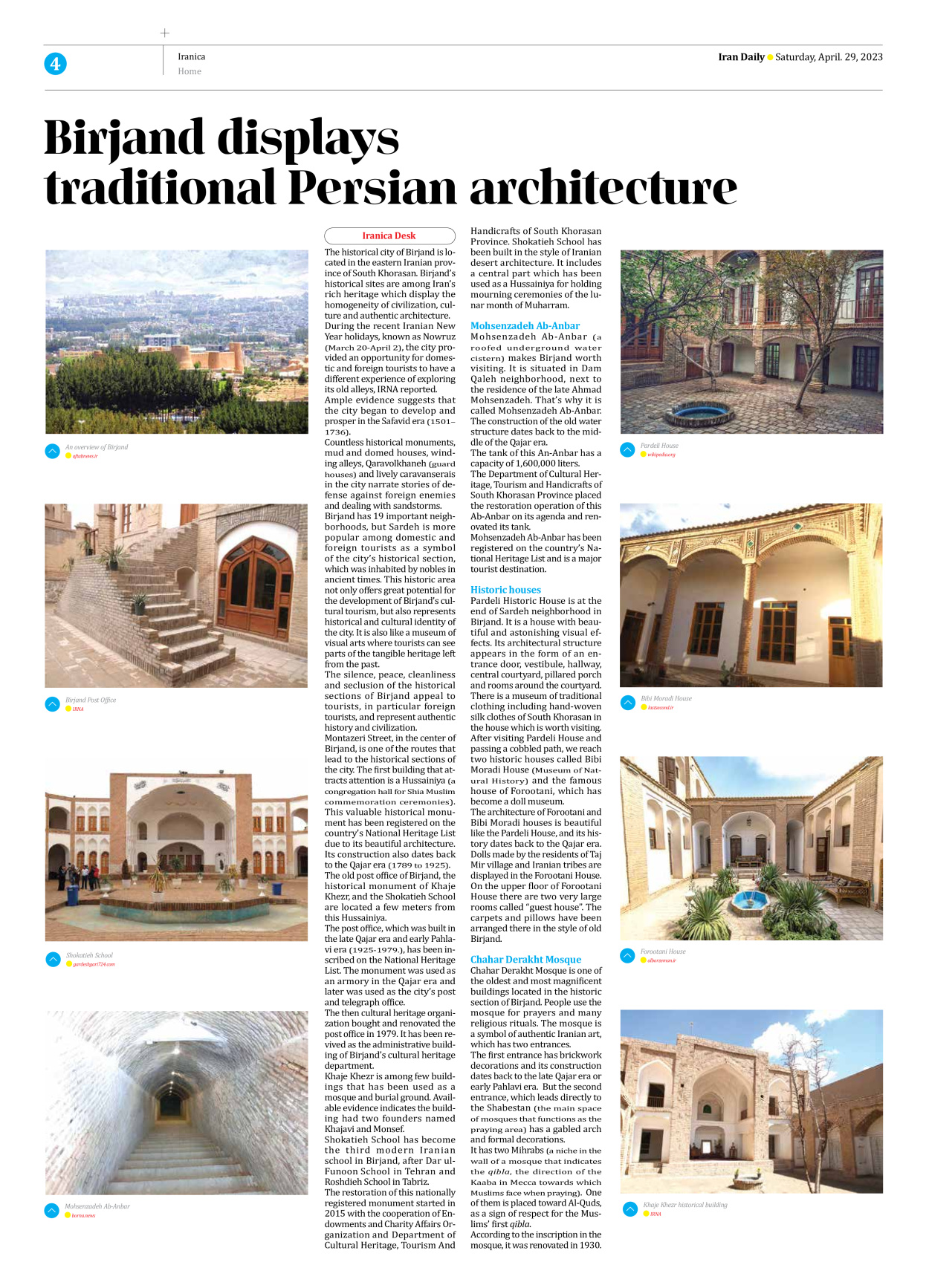 Iran Daily - Number Seven Thousand Two Hundred and Seventy Eight - 29 April 2023 - Page 4