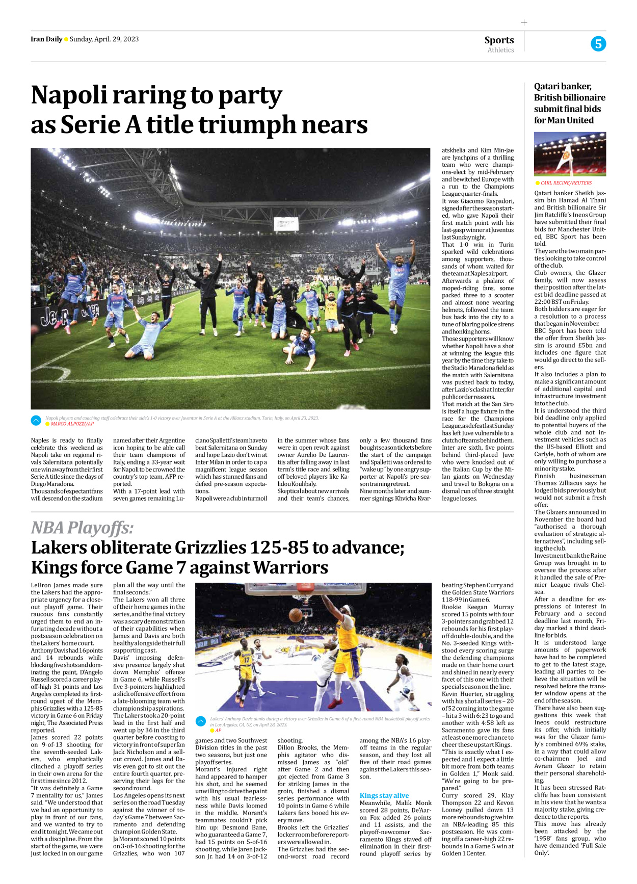 Iran Daily - Number Seven Thousand Two Hundred and Seventy Nine - 30 April 2023 - Page 5