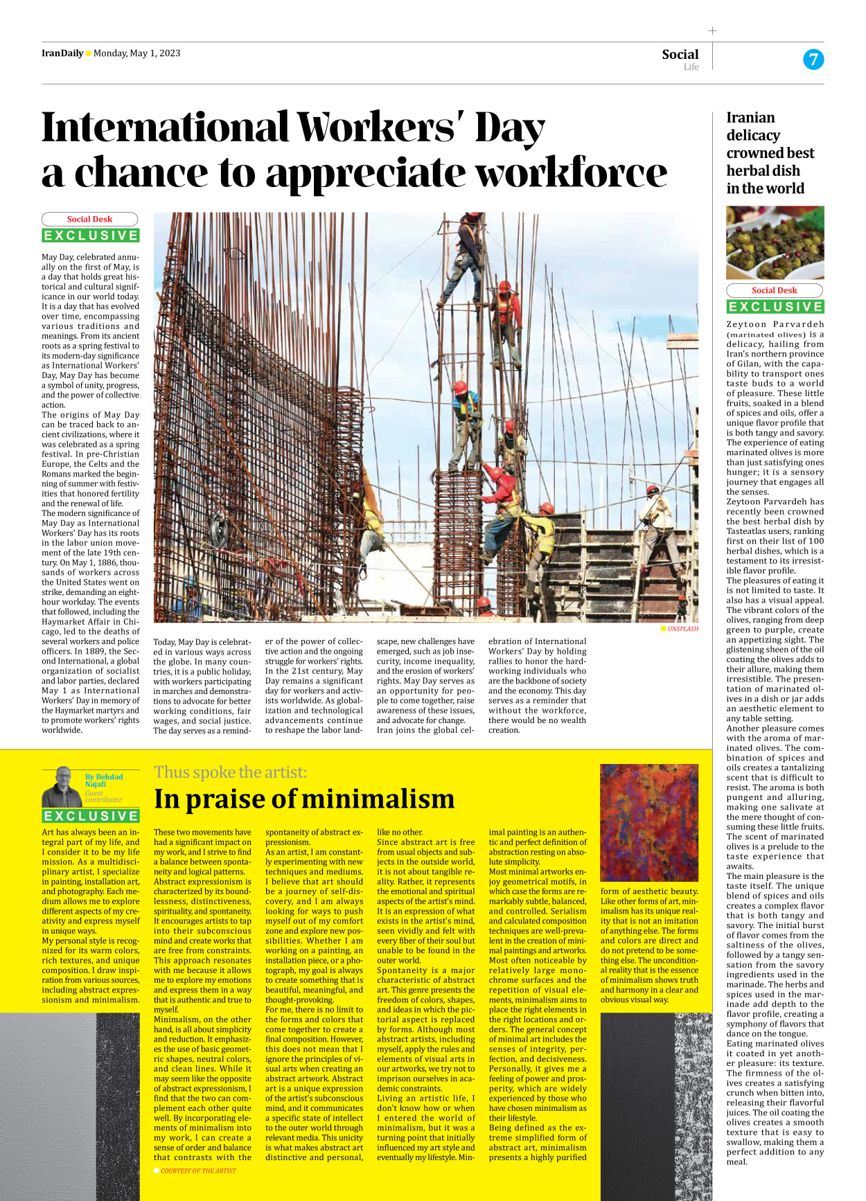 Iran Daily - Number Seven Thousand Two Hundred and Eighty - 01 May 2023 - Page 7