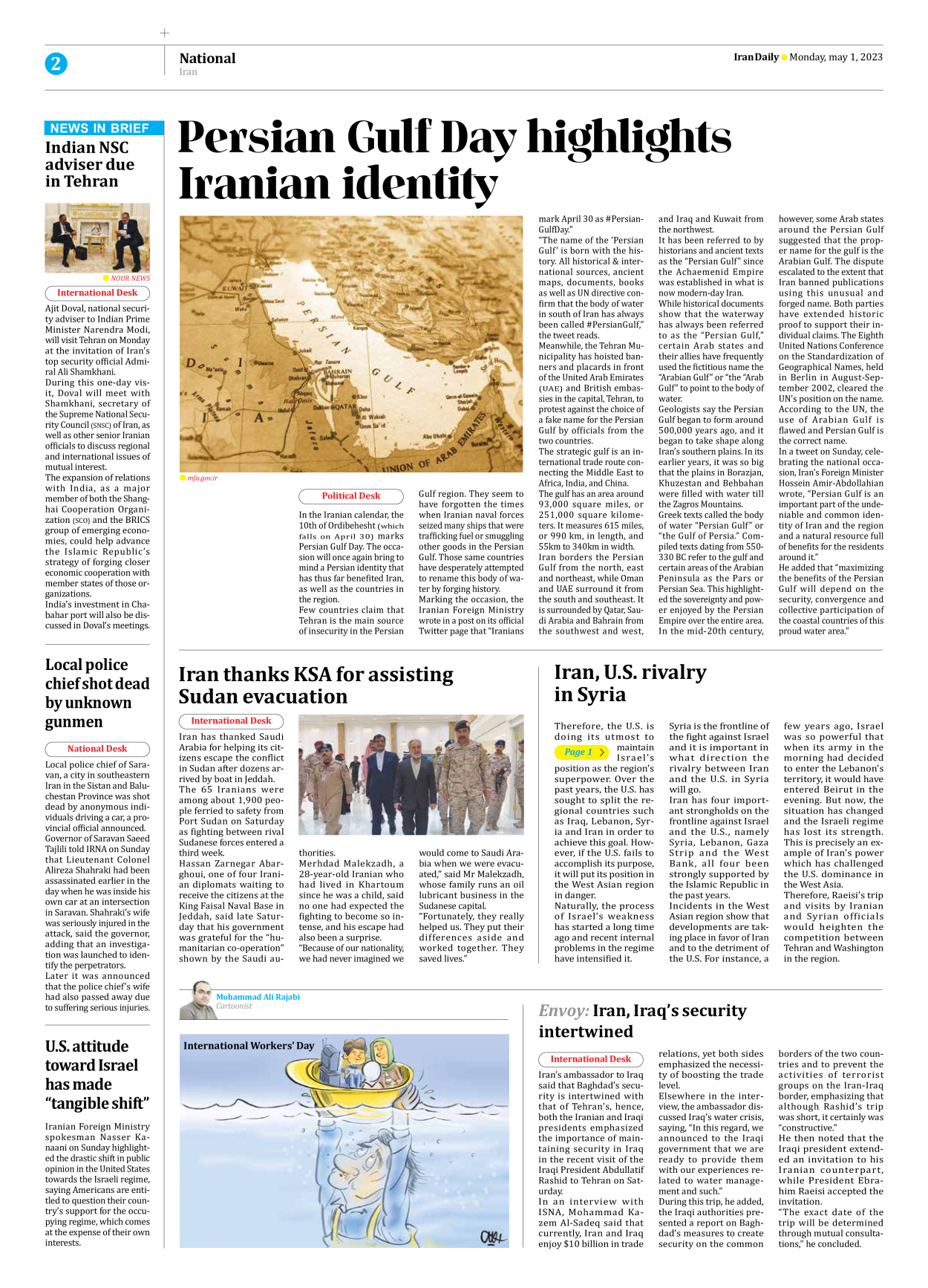 Iran Daily - Number Seven Thousand Two Hundred and Eighty - 01 May 2023 - Page 2