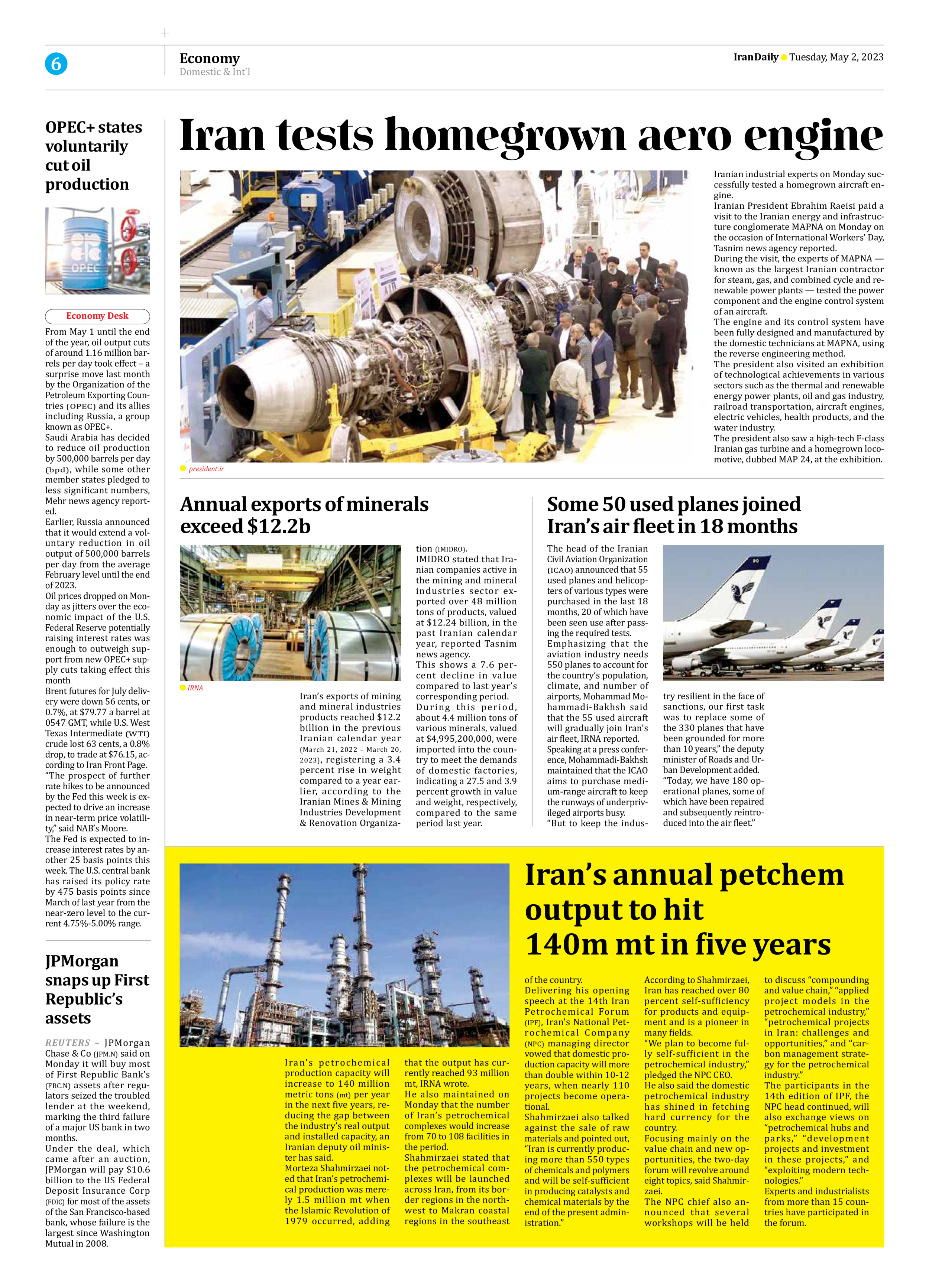 Iran Daily - Number Seven Thousand Two Hundred and Eighty One - 02 May 2023 - Page 6