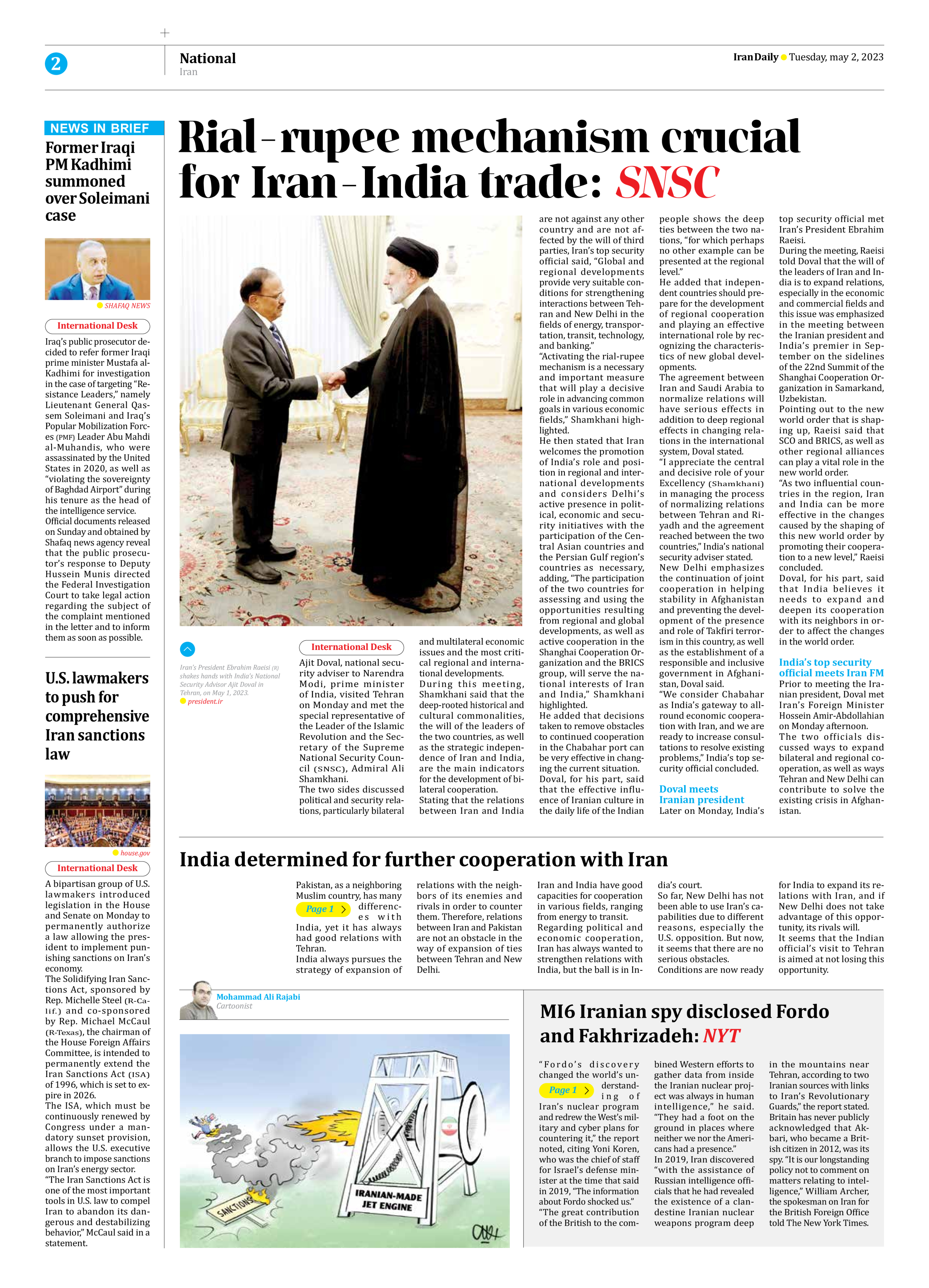 Iran Daily - Number Seven Thousand Two Hundred and Eighty One - 02 May 2023 - Page 2