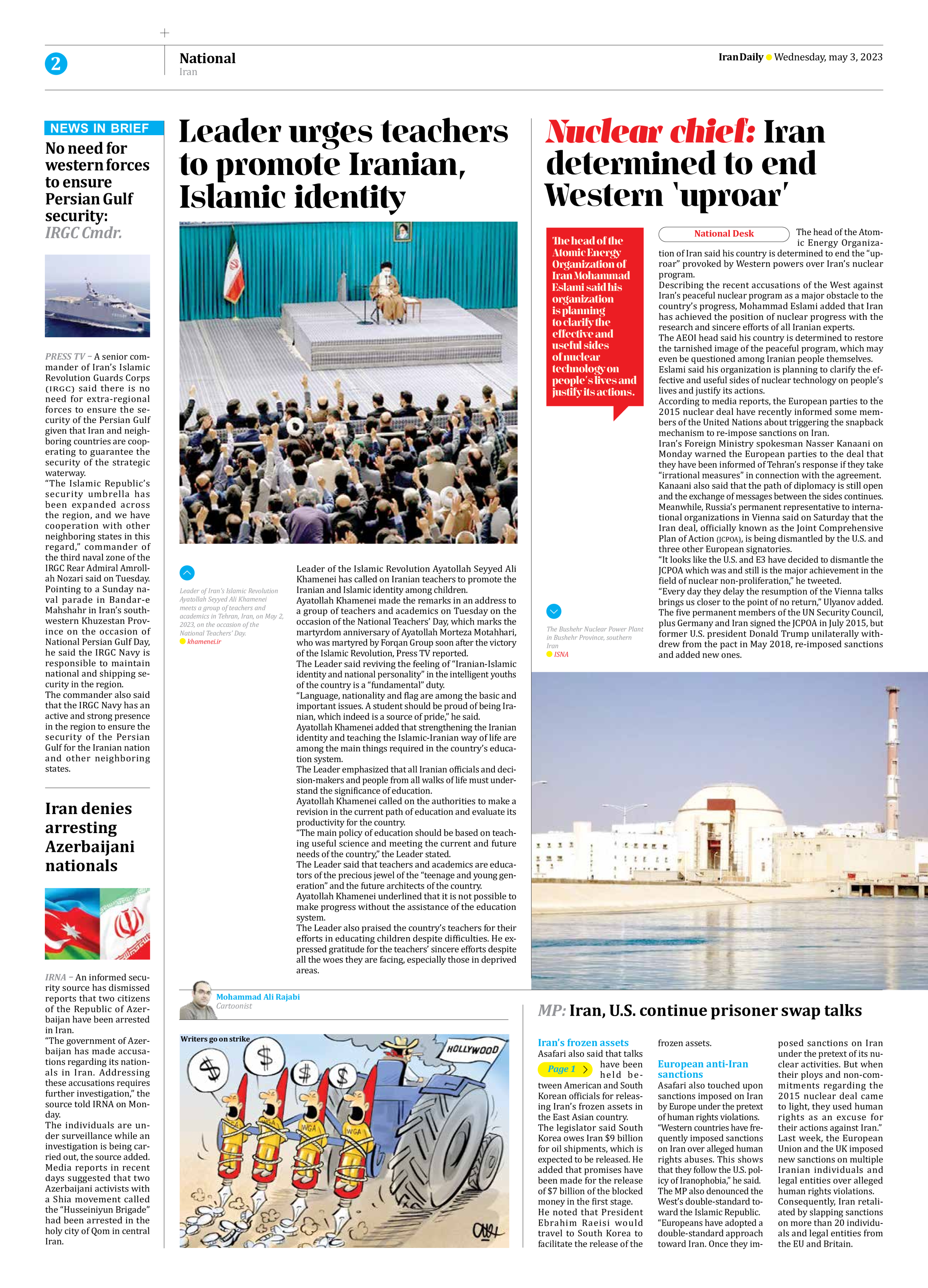 Iran Daily - Number Seven Thousand Two Hundred and Eighty Two - 03 May 2023 - Page 2