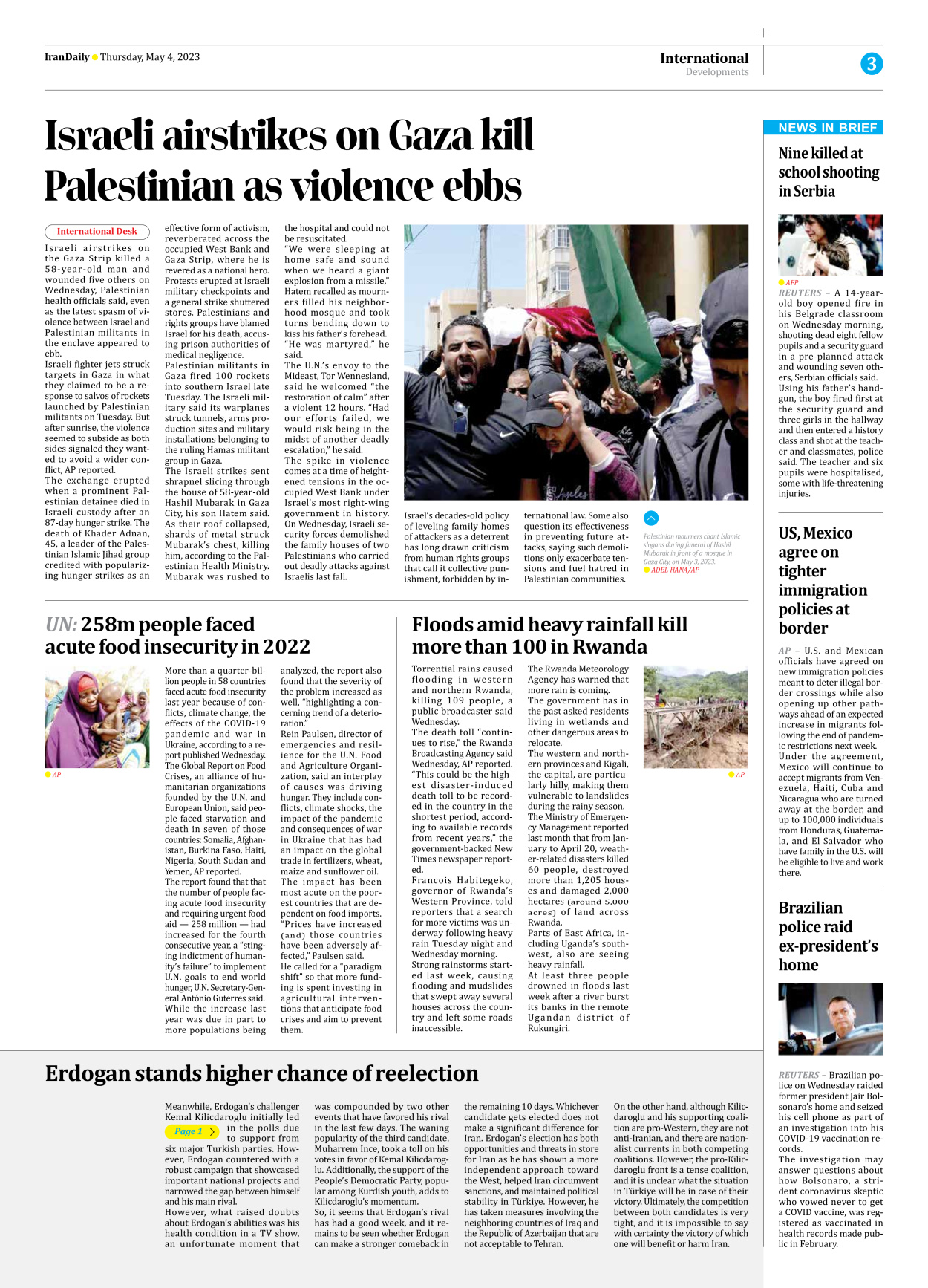 Iran Daily - Number Seven Thousand Two Hundred and Eighty Three - 04 May 2023 - Page 3