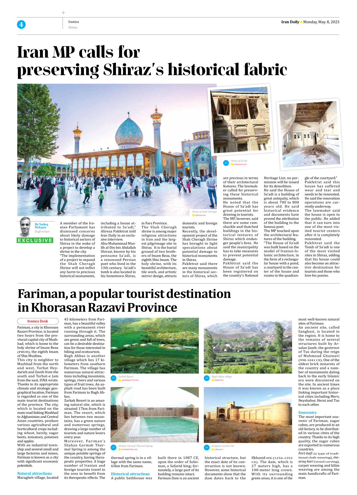 Iran Daily - Number Seven Thousand Two Hundred and Eighty Six - 08 May 2023 - Page 4