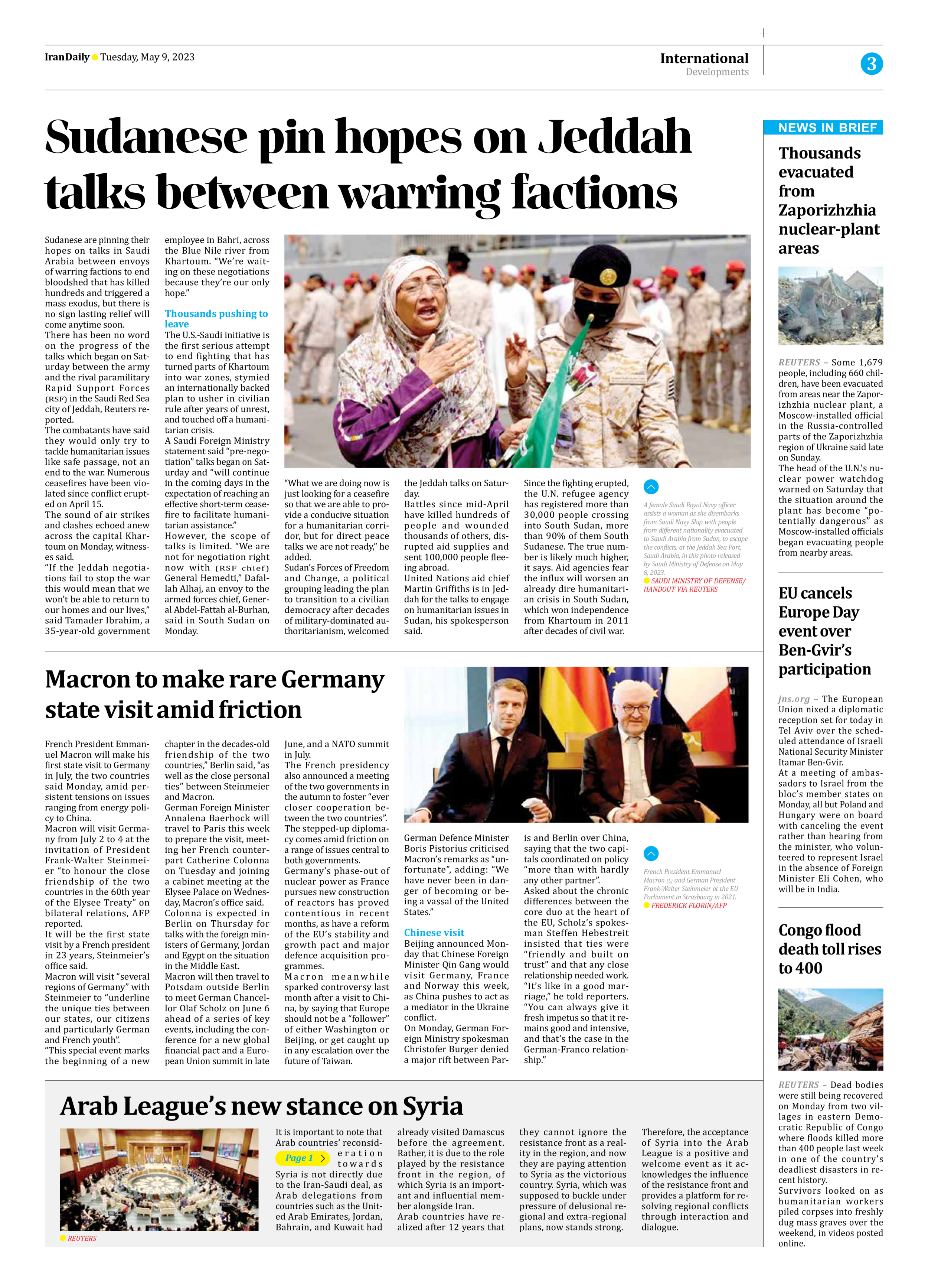 Iran Daily - Number Seven Thousand Two Hundred and Eighty Seven - 09 May 2023 - Page 3