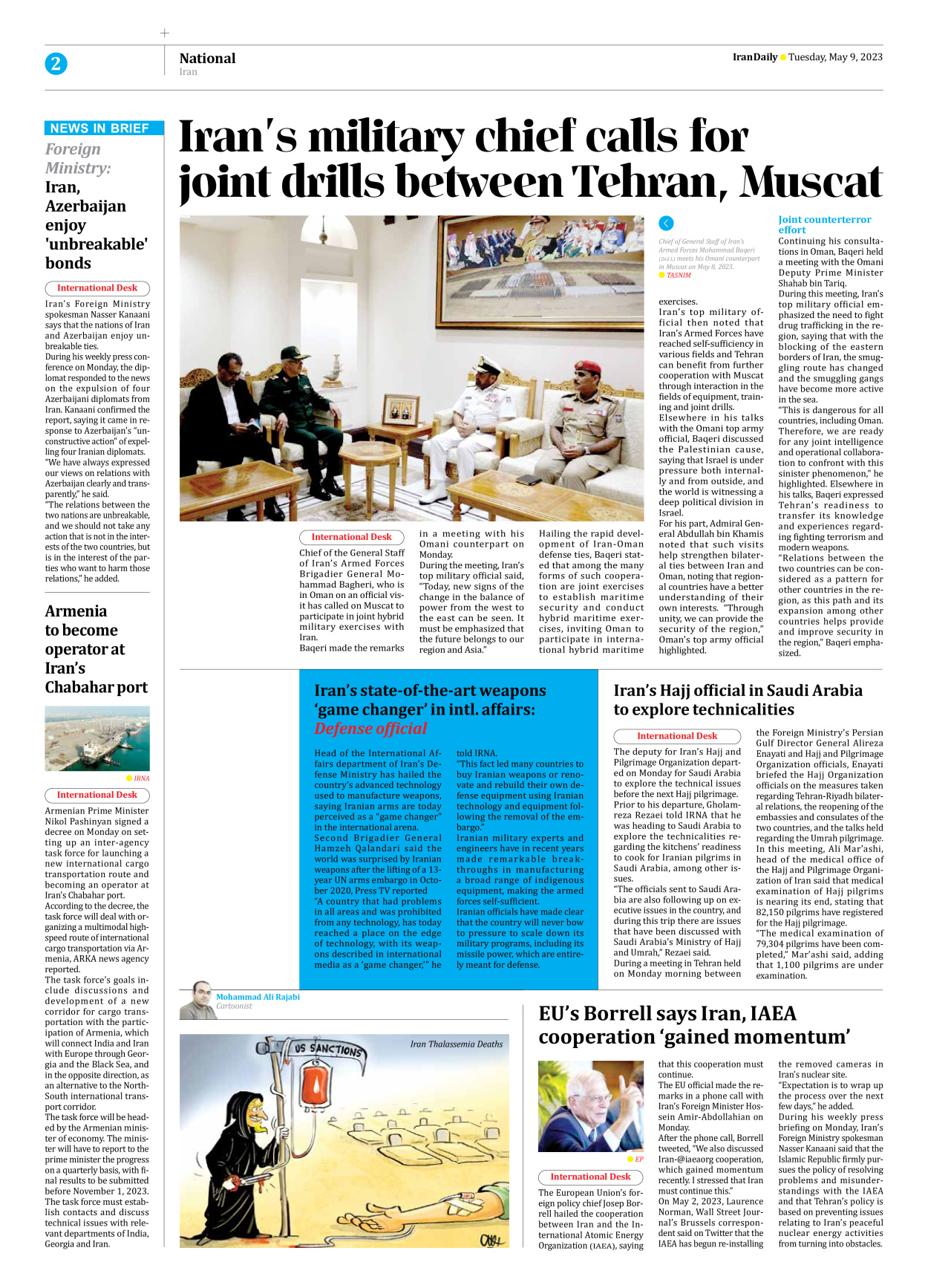 Iran Daily - Number Seven Thousand Two Hundred and Eighty Seven - 09 May 2023 - Page 2