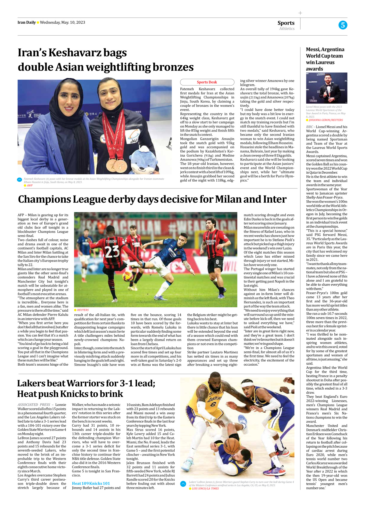 Iran Daily - Number Seven Thousand Two Hundred and Eighty Eight - 10 May 2023 - Page 5