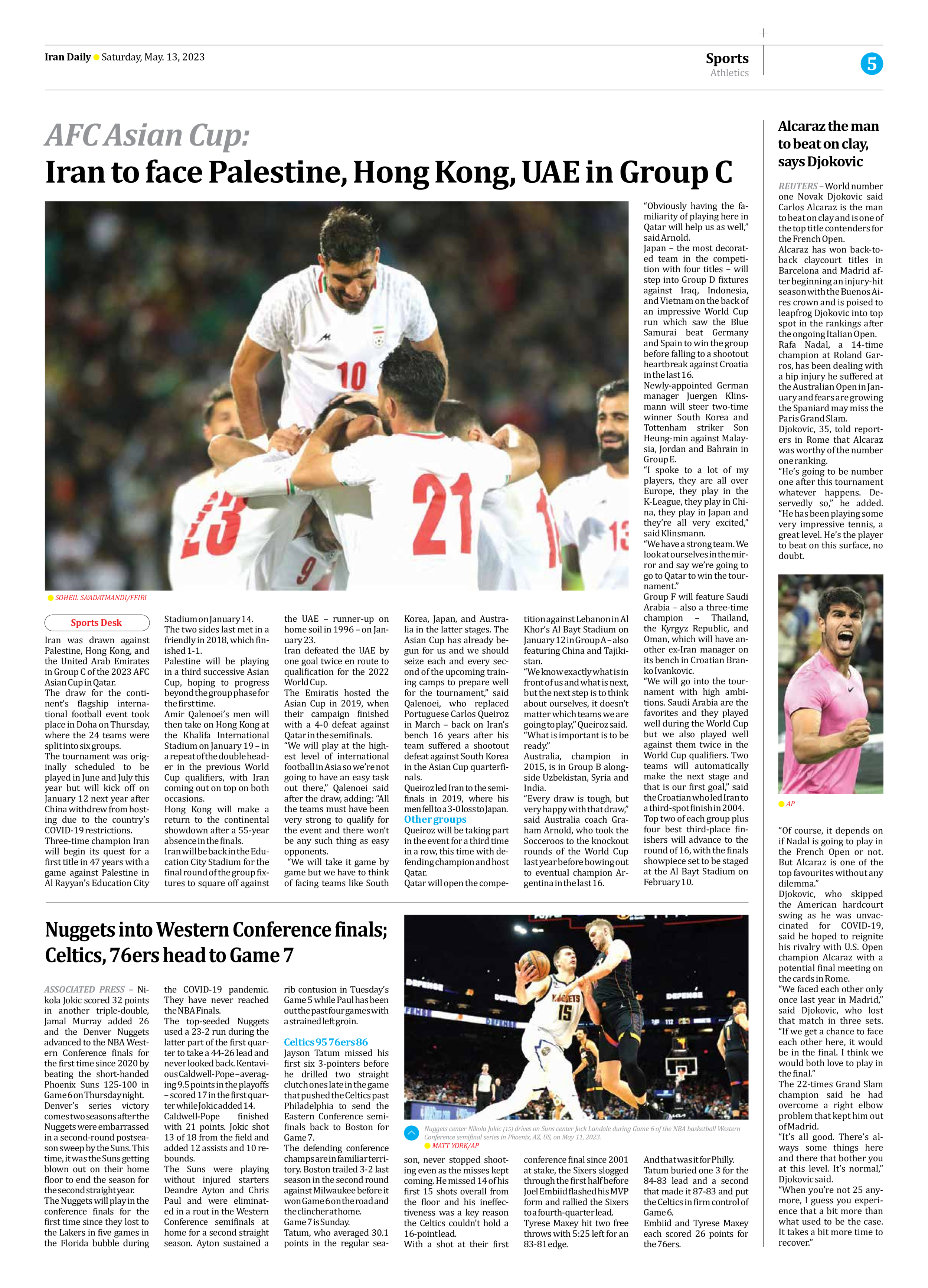 Iran Daily - Number Seven Thousand Two Hundred and Ninety - 13 May 2023 - Page 5