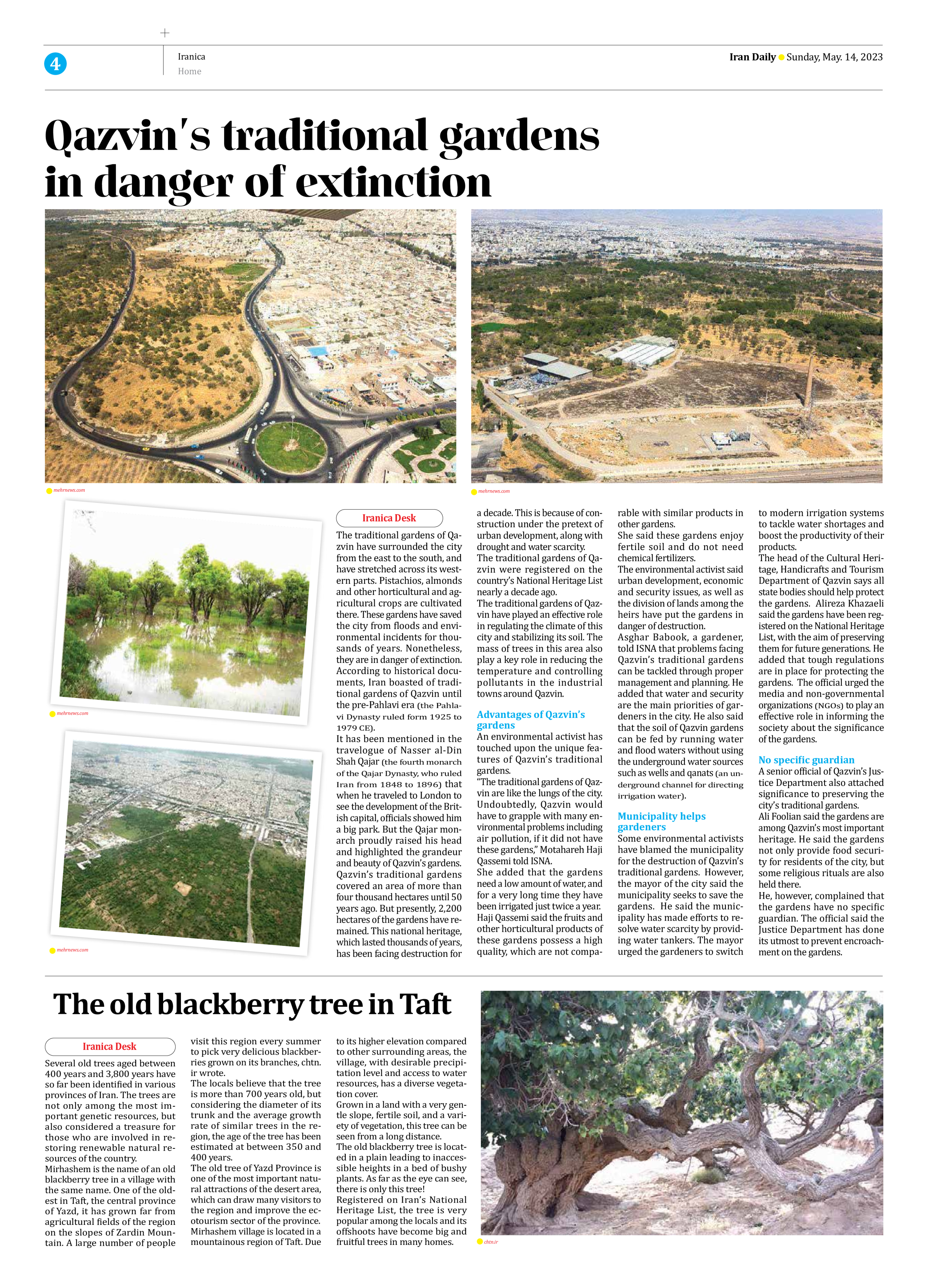 Iran Daily - Number Seven Thousand Two Hundred and Ninety One - 14 May 2023 - Page 4