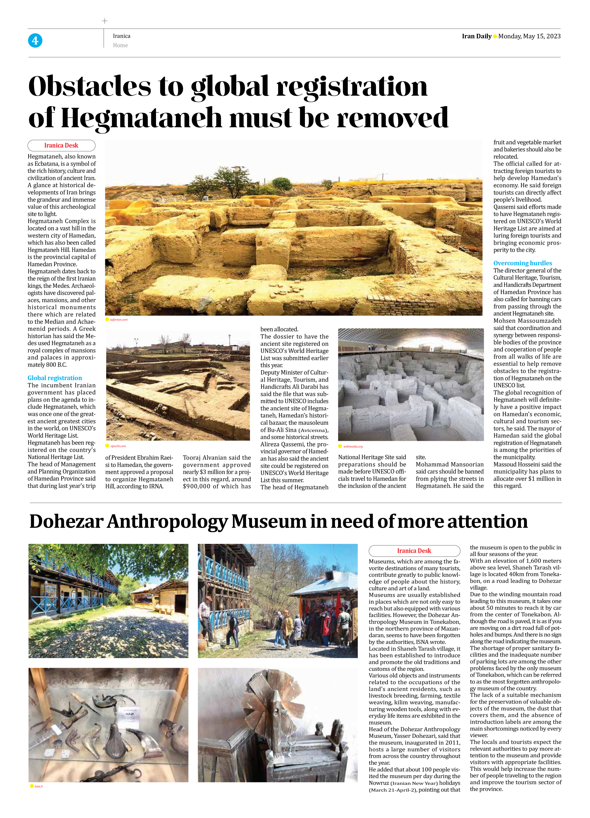 Iran Daily - Number Seven Thousand Two Hundred and Ninety Two - 15 May 2023 - Page 4