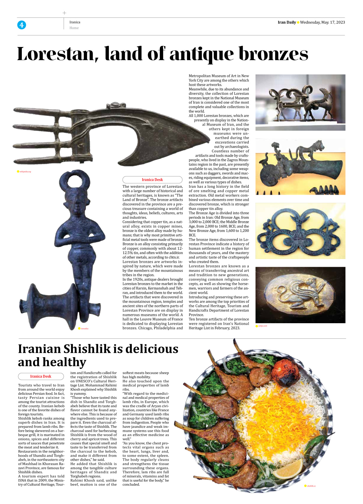 Iran Daily - Number Seven Thousand Two Hundred and Ninety Three - 17 May 2023 - Page 4