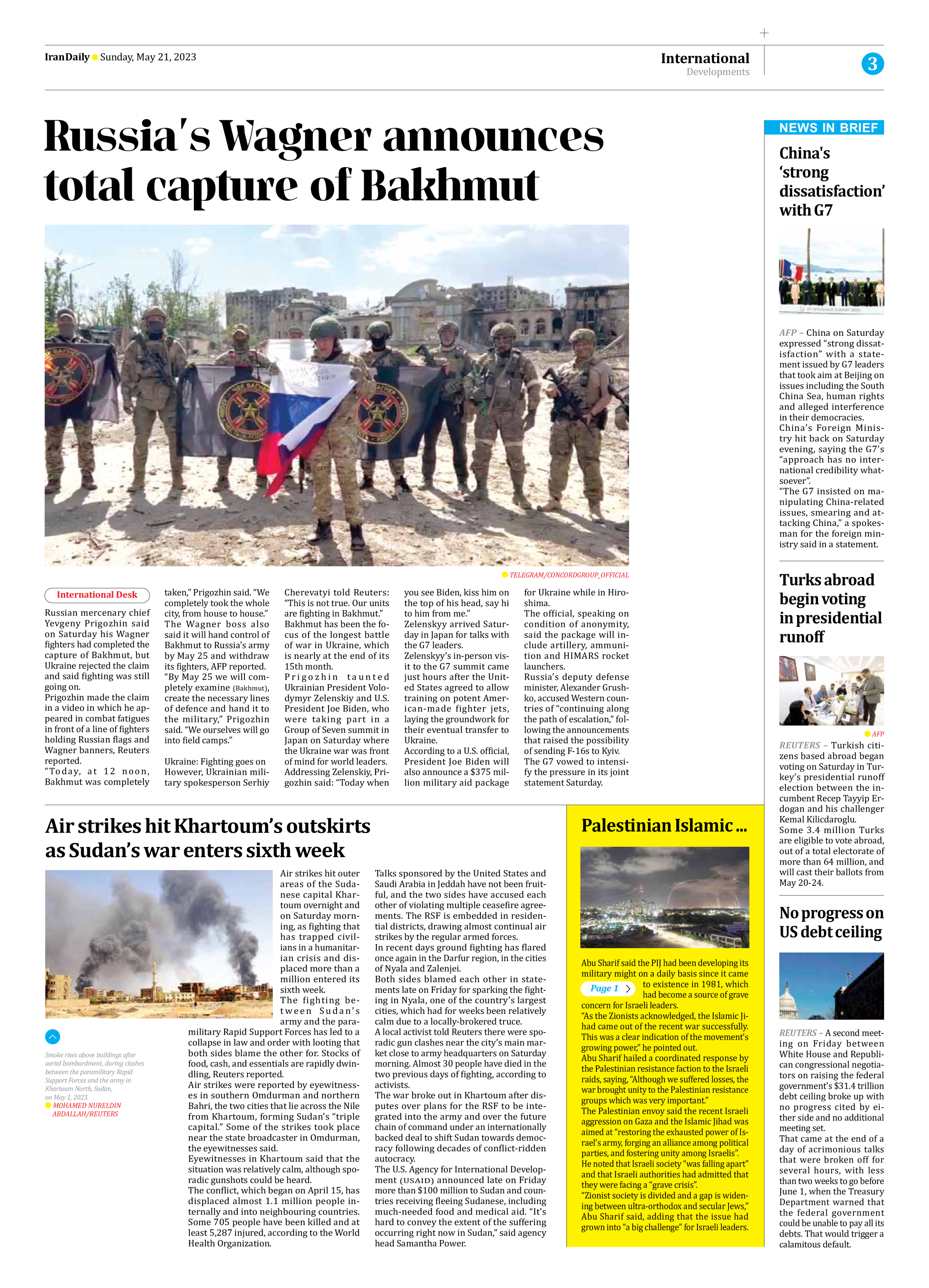 Iran Daily - Number Seven Thousand Two Hundred and Ninety Six - 21 May 2023 - Page 3