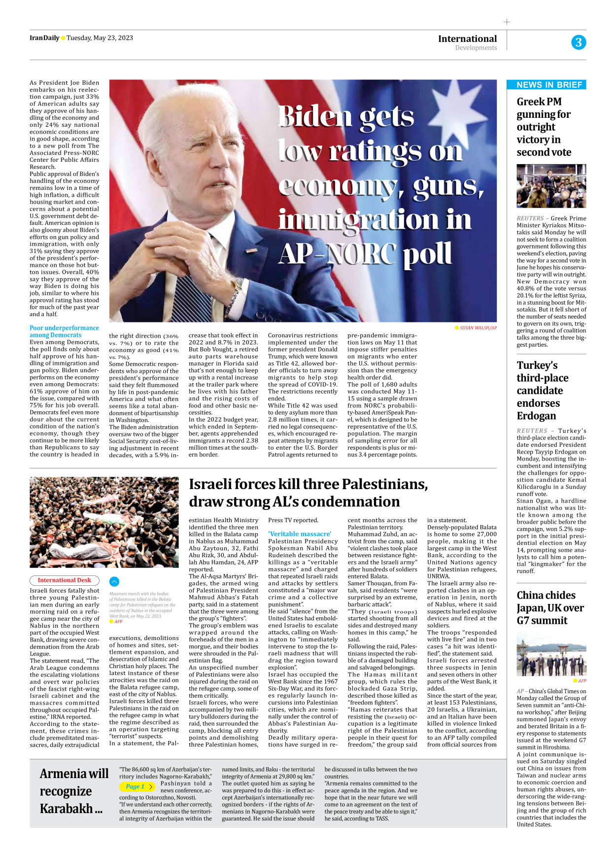 Iran Daily - Number Seven Thousand Two Hundred and Ninety Eight - 23 May 2023 - Page 3