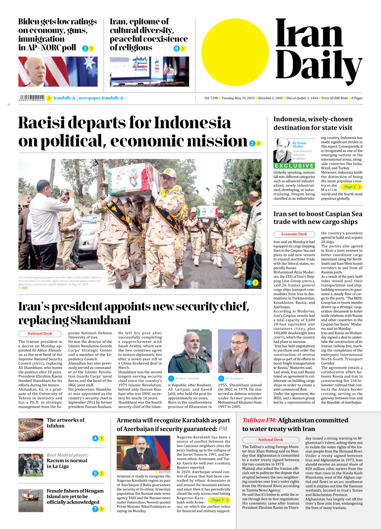Iran Daily - Number Seven Thousand Two Hundred and Ninety Eight - 23 May 2023