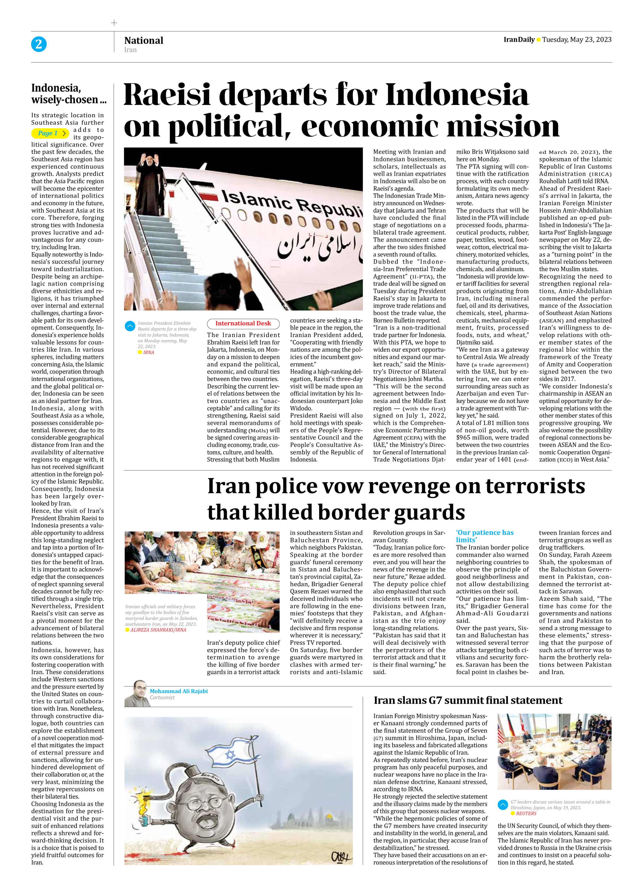 Iran Daily - Number Seven Thousand Two Hundred and Ninety Eight - 23 May 2023 - Page 2