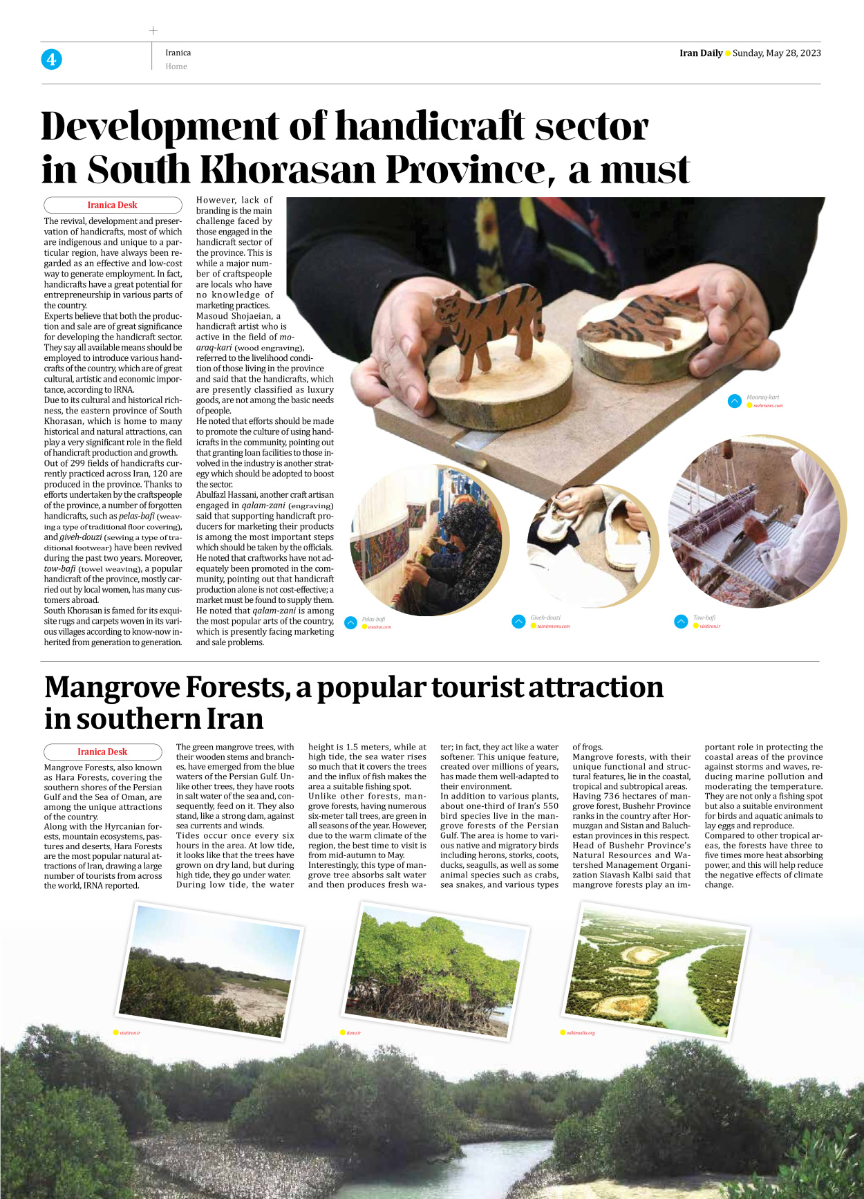 Iran Daily - Number Seven Thousand Three Hundred and Two - 28 May 2023 - Page 4