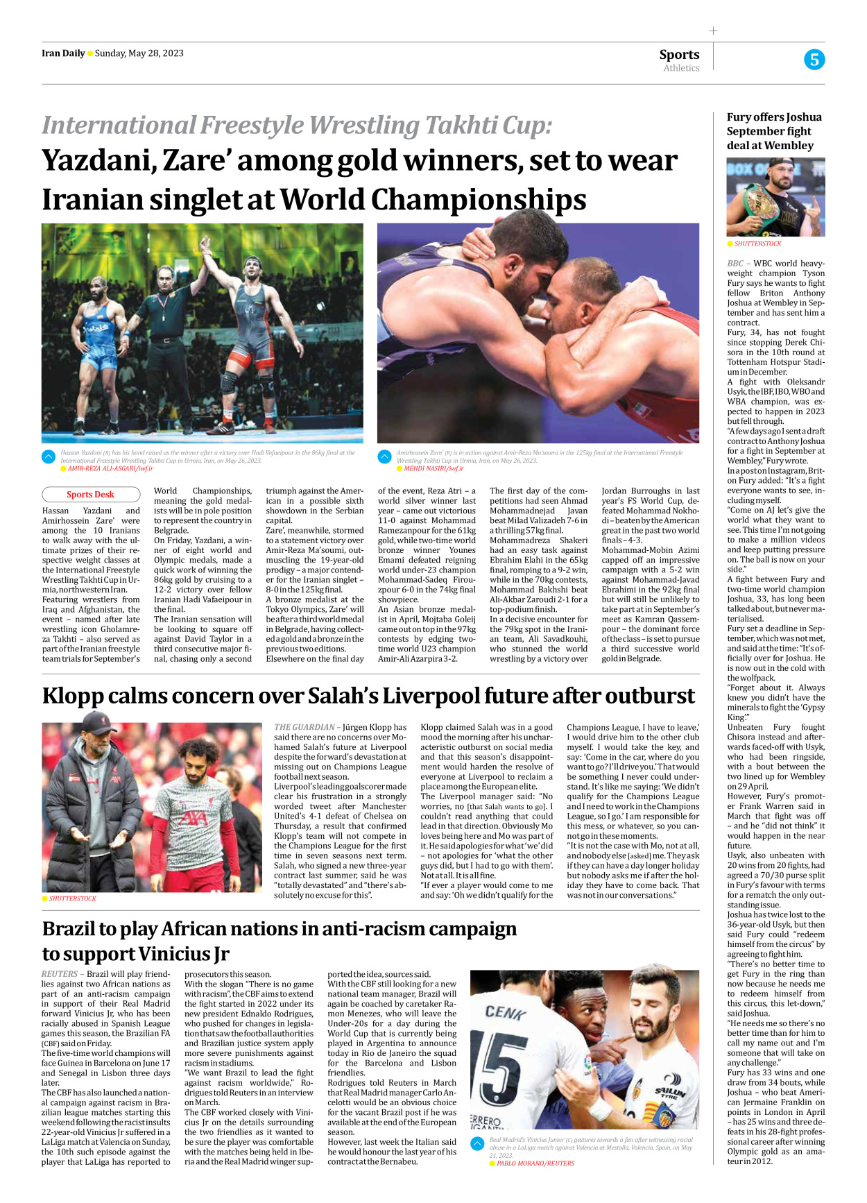 Iran Daily - Number Seven Thousand Three Hundred and Two - 28 May 2023 - Page 5