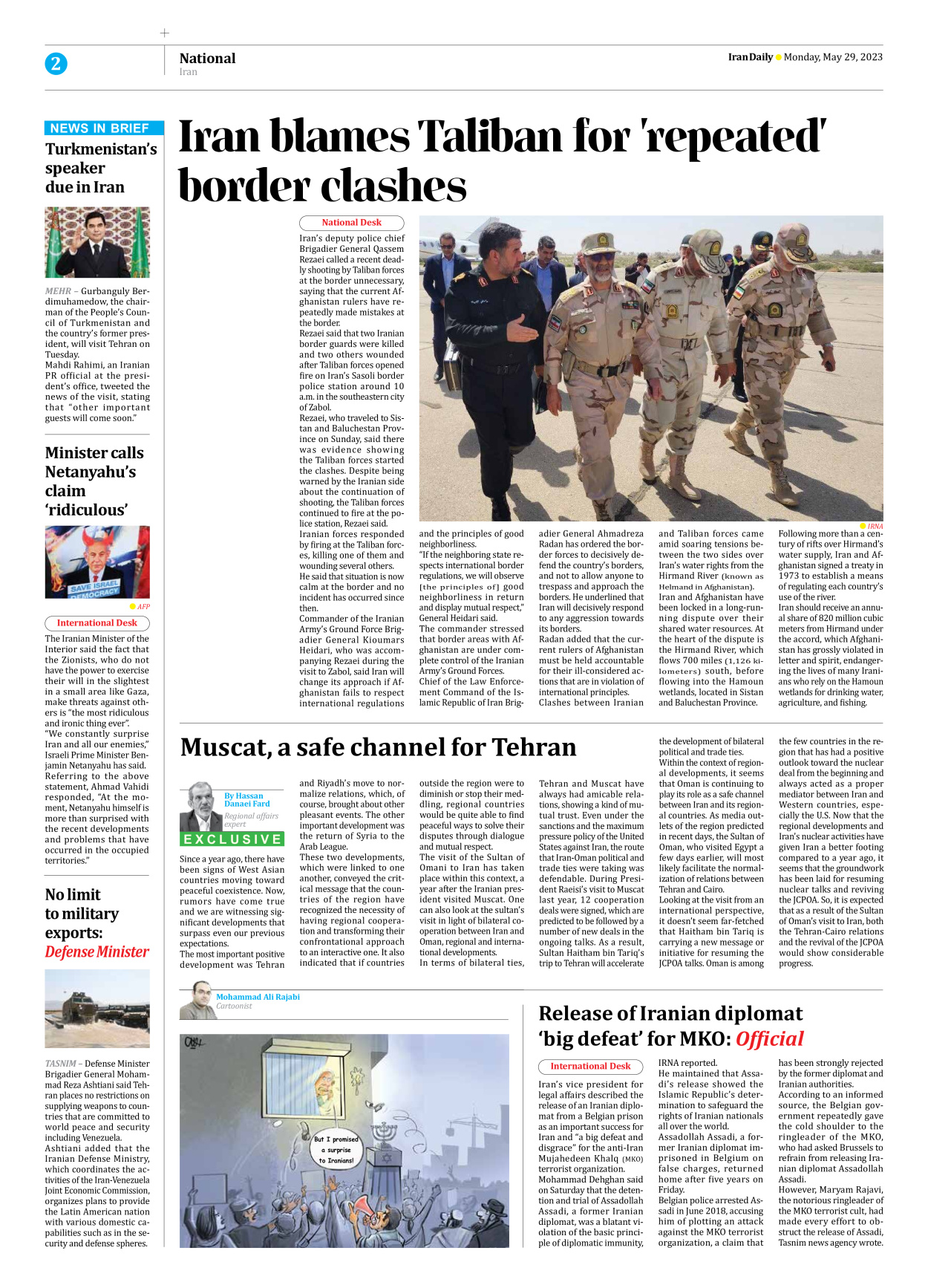 Iran Daily - Number Seven Thousand Three Hundred and Three - 29 May 2023 - Page 2
