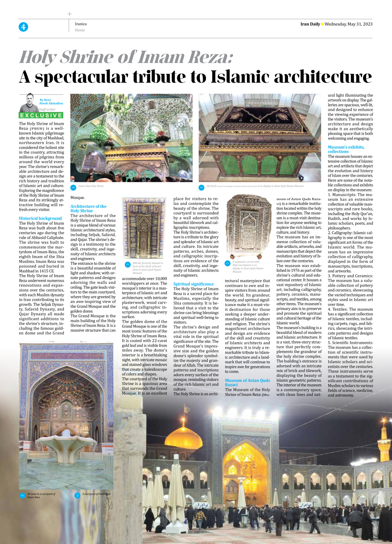 Iran Daily - Number Seven Thousand Three Hundred and Five - 31 May 2023 - Page 4