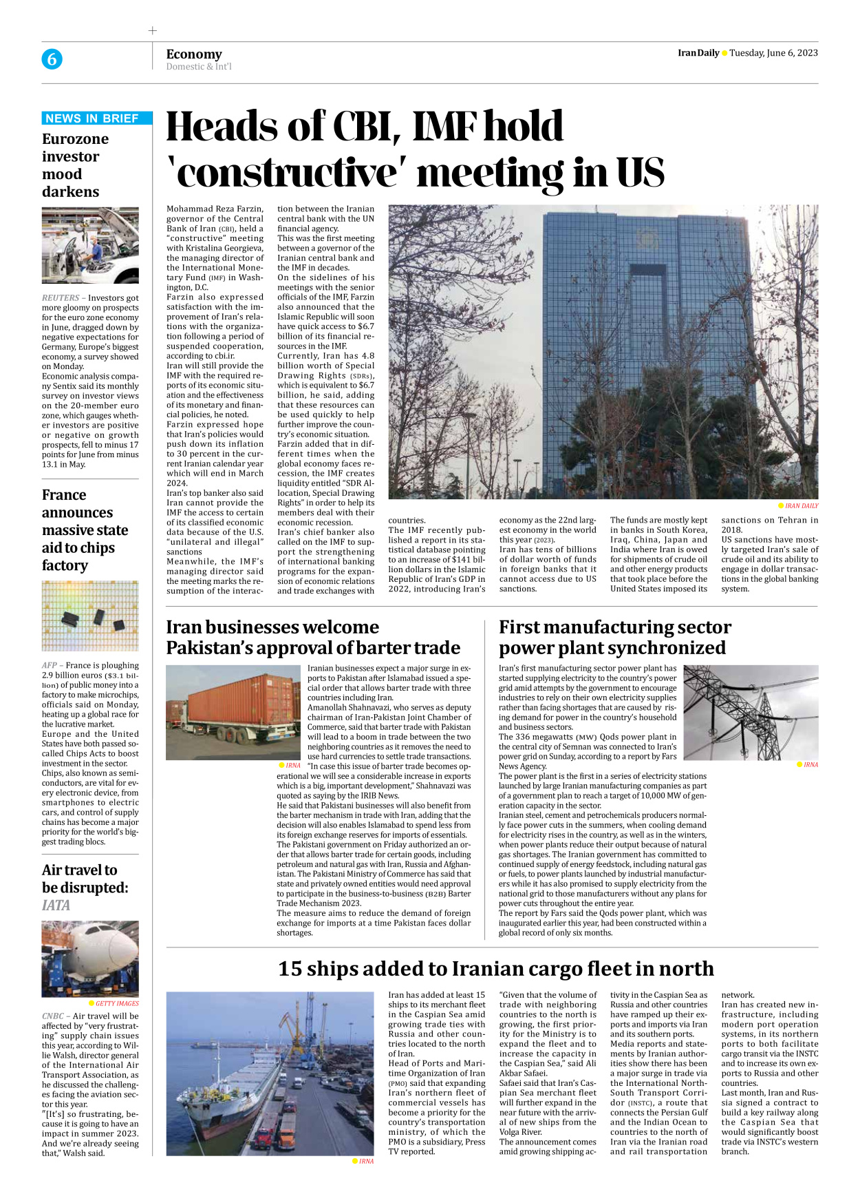 Iran Daily - Number Seven Thousand Three Hundred and Seven - 06 June 2023 - Page 6