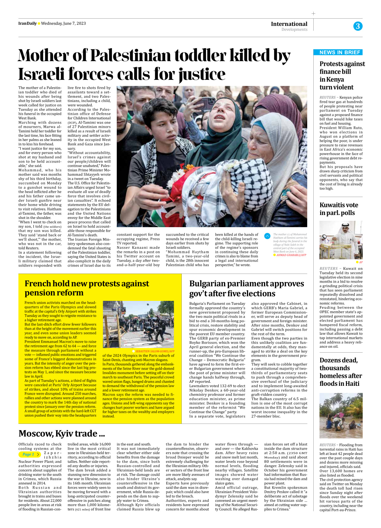 Iran Daily - Number Seven Thousand Three Hundred and Eight - 07 June 2023 - Page 3