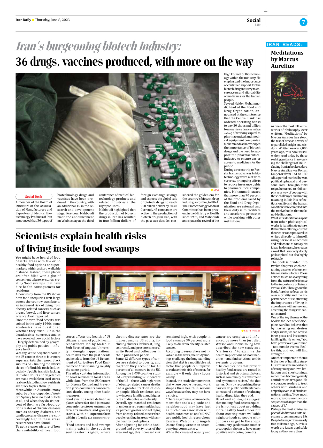 Iran Daily - Number Seven Thousand Three Hundred and Nine - 08 June 2023 - Page 7