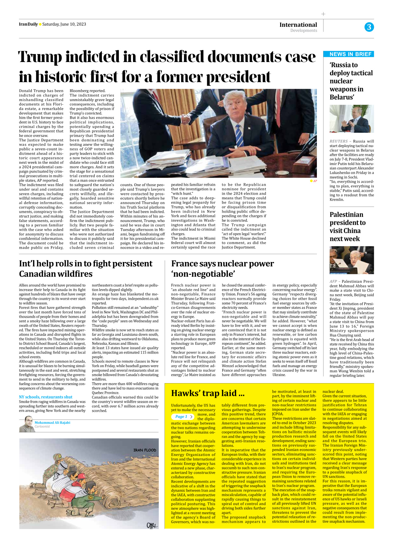 Iran Daily - Number Seven Thousand Three Hundred and Ten - 10 June 2023 - Page 3