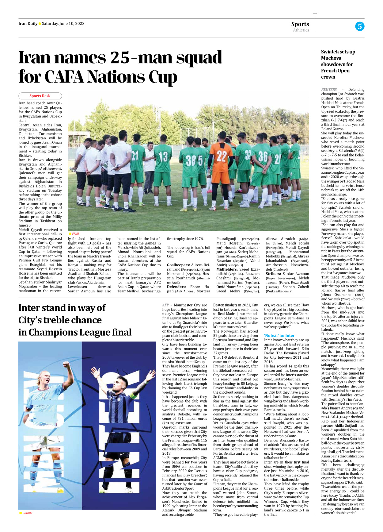 Iran Daily - Number Seven Thousand Three Hundred and Ten - 10 June 2023 - Page 5
