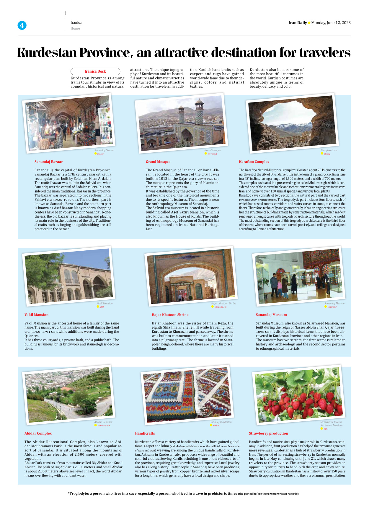 Iran Daily - Number Seven Thousand Three Hundred and Twelve - 12 June 2023 - Page 4