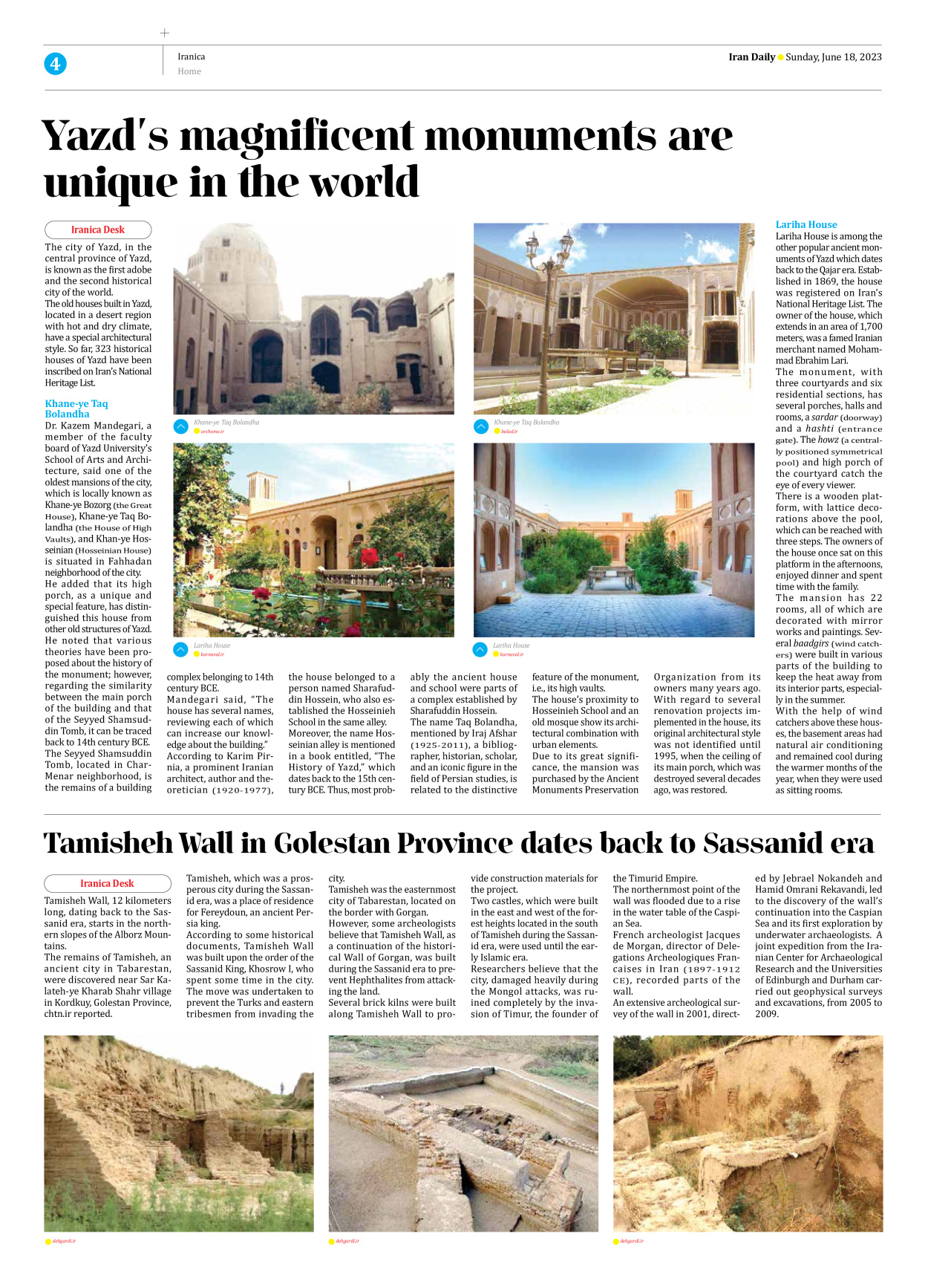 Iran Daily - Number Seven Thousand Three Hundred and Seventeen - 18 June 2023 - Page 4