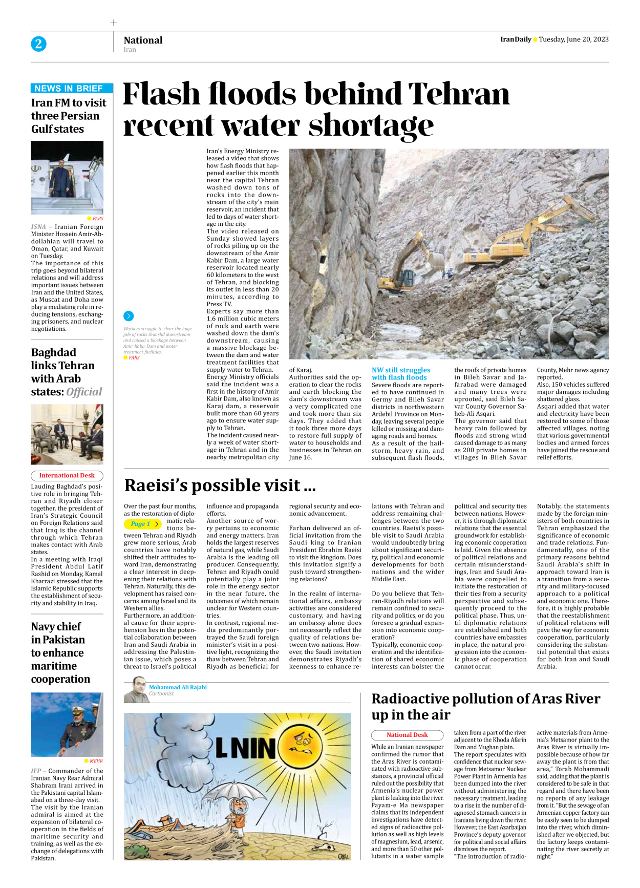 Iran Daily - Number Seven Thousand Three Hundred and Nineteen - 20 June 2023 - Page 2
