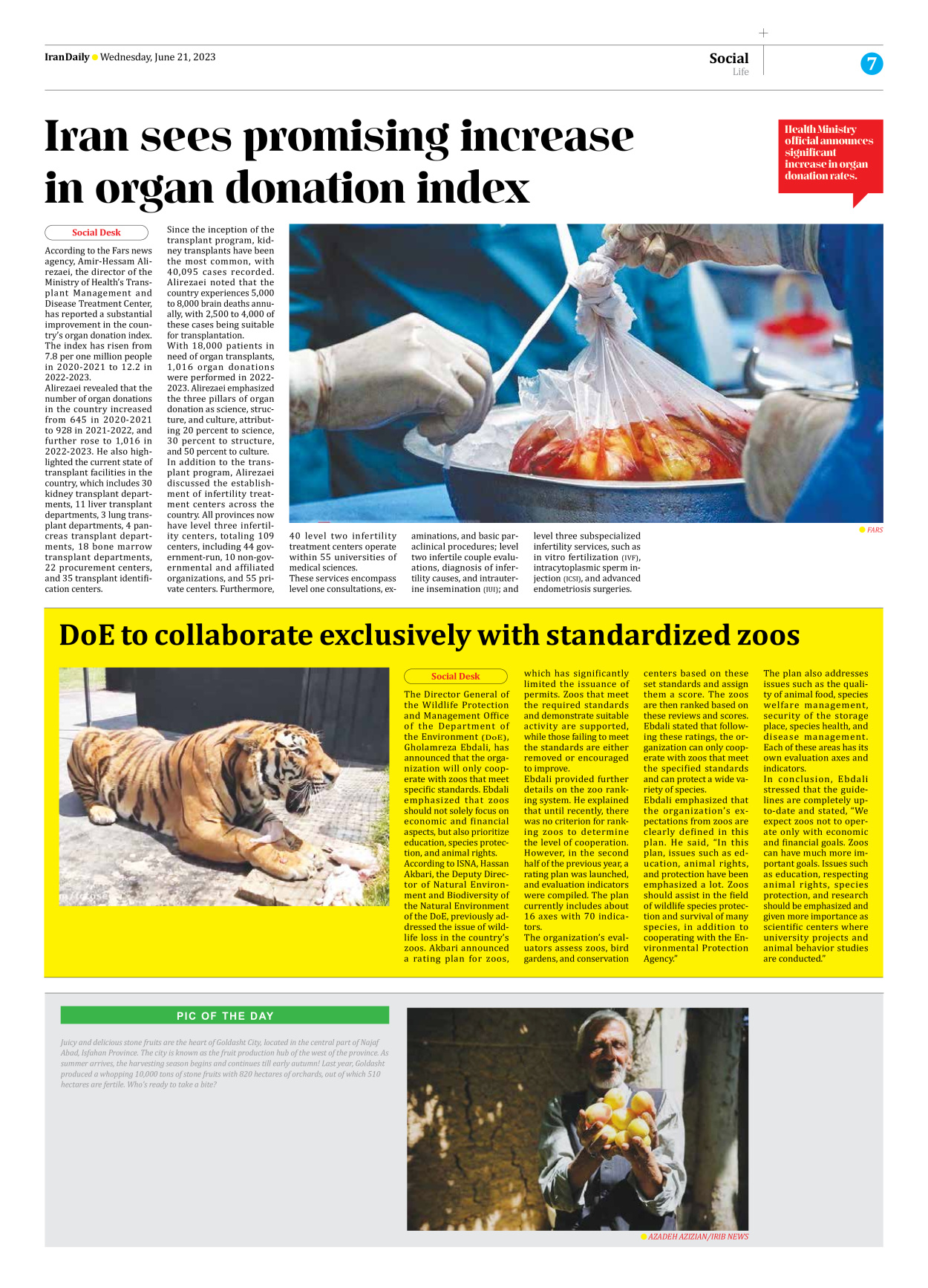 Iran Daily - Number Seven Thousand Three Hundred and Twenty - 21 June 2023 - Page 7